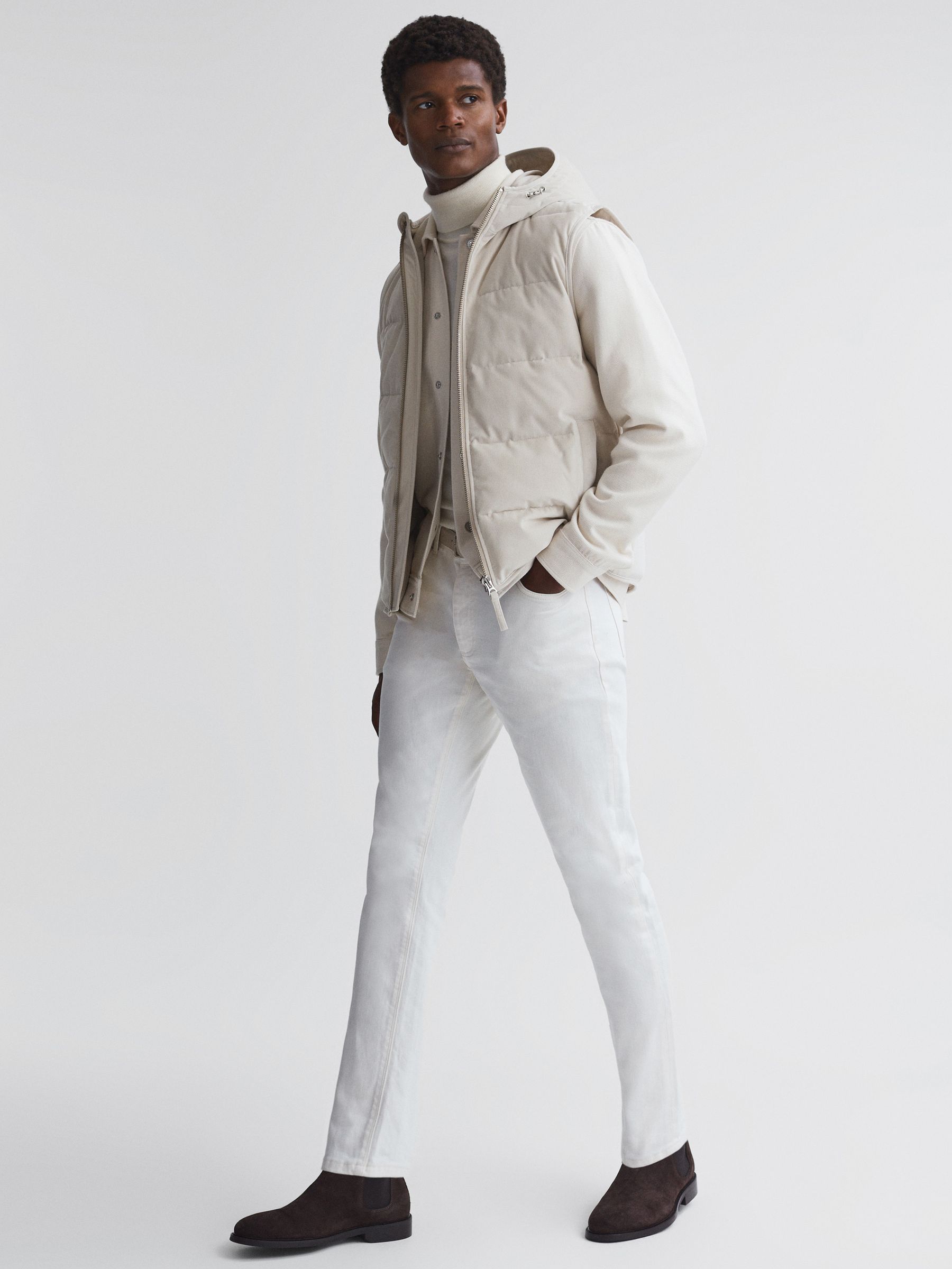 Textured Cotton Twin Pocket Overshirt in Ecru - Image 5 of 5