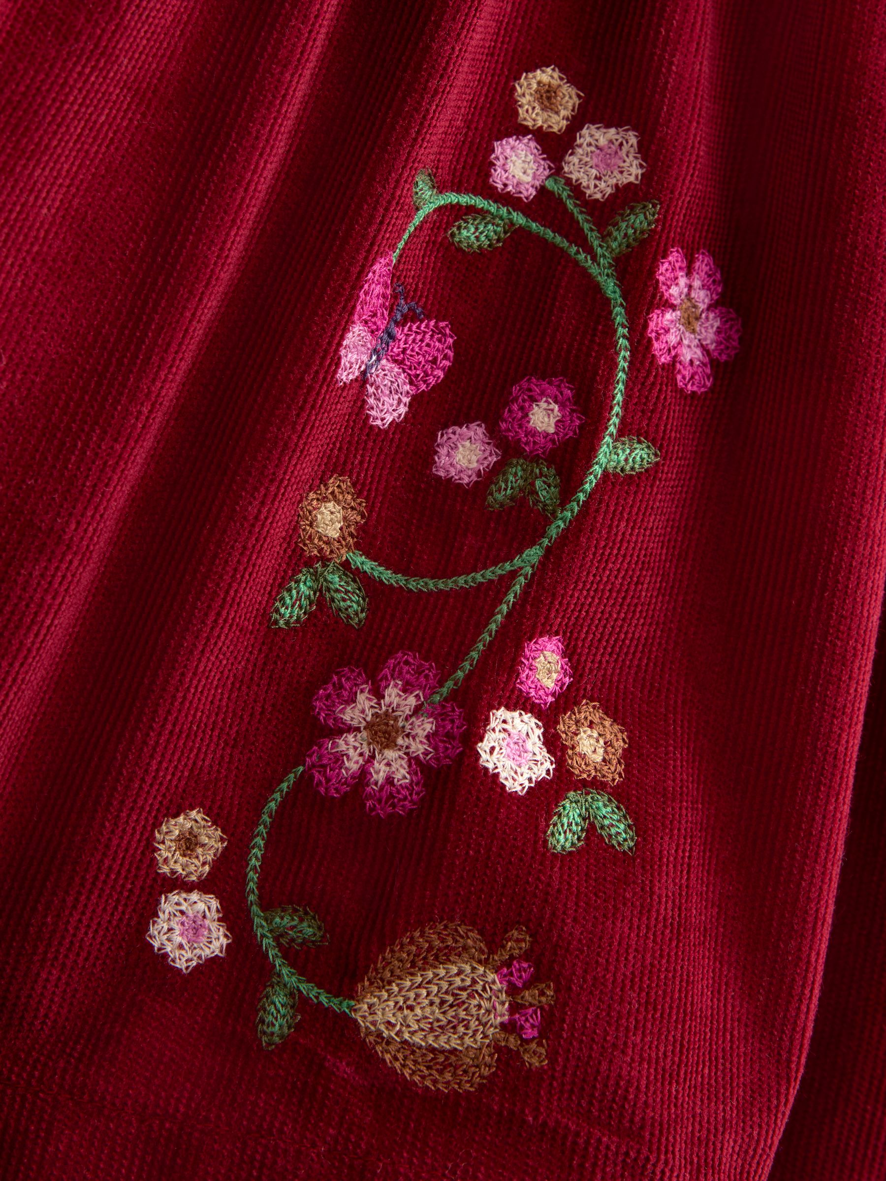 Burgundy Red Floral Embroidered Pinny Dress & Collar Blouse - Image 7 of 7 Burgundy Red Floral Embroidered Pinny Dress & Collar Blouse - Image 7 of 7