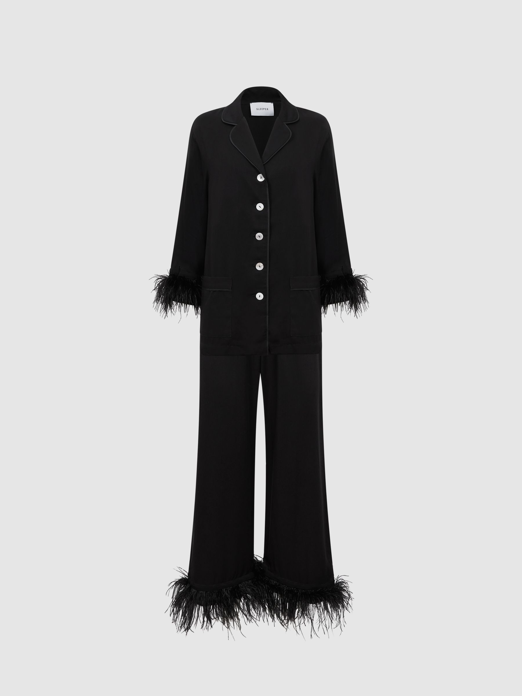 Sleeper Detachable Feather Pyjama Set in Black - Image 2 of 6