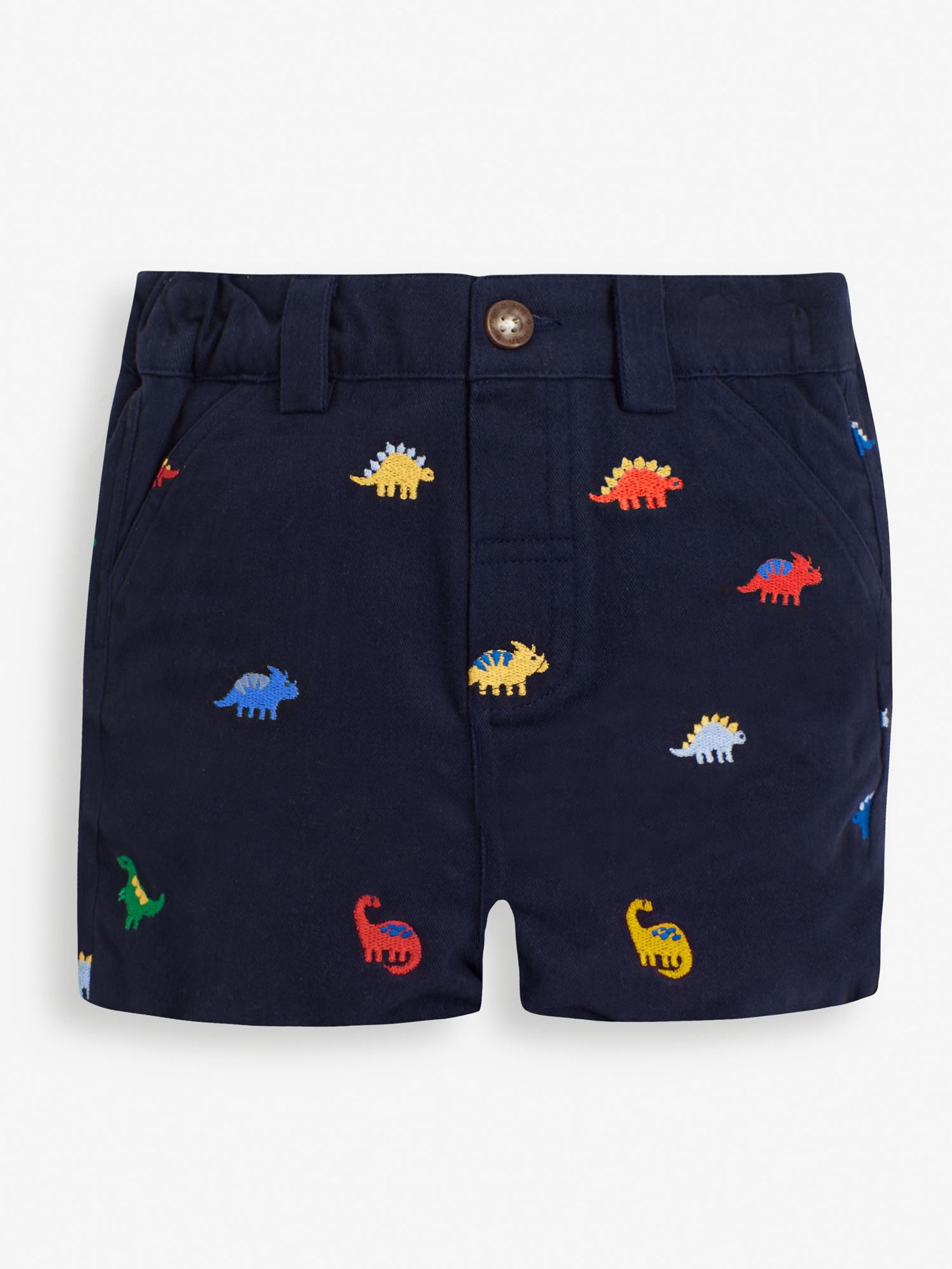 Navy Boys' Dinosaur Embroidered Twill Shorts - Image 1 of 3