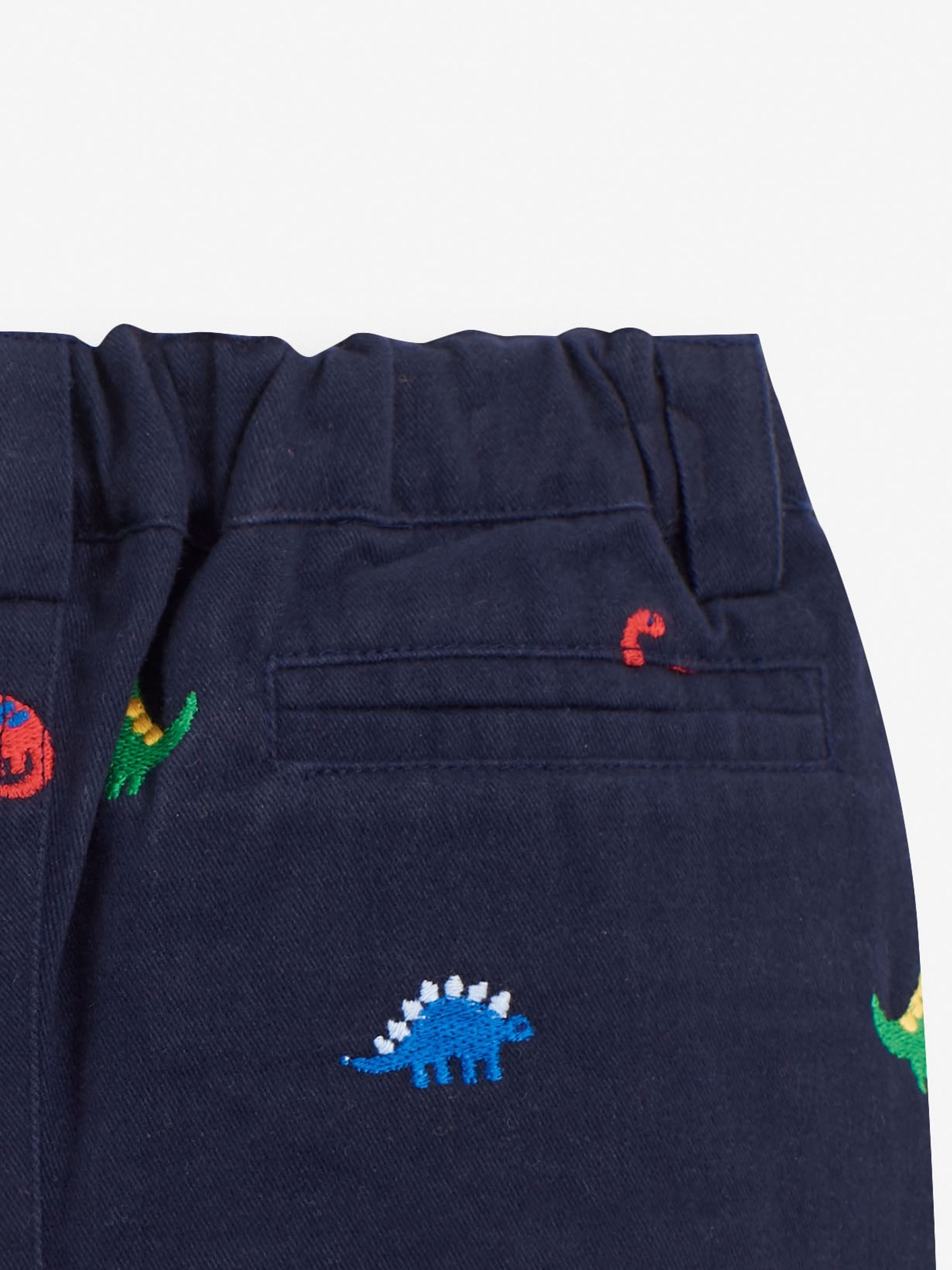 Navy Boys' Dinosaur Embroidered Twill Shorts - Image 2 of 3