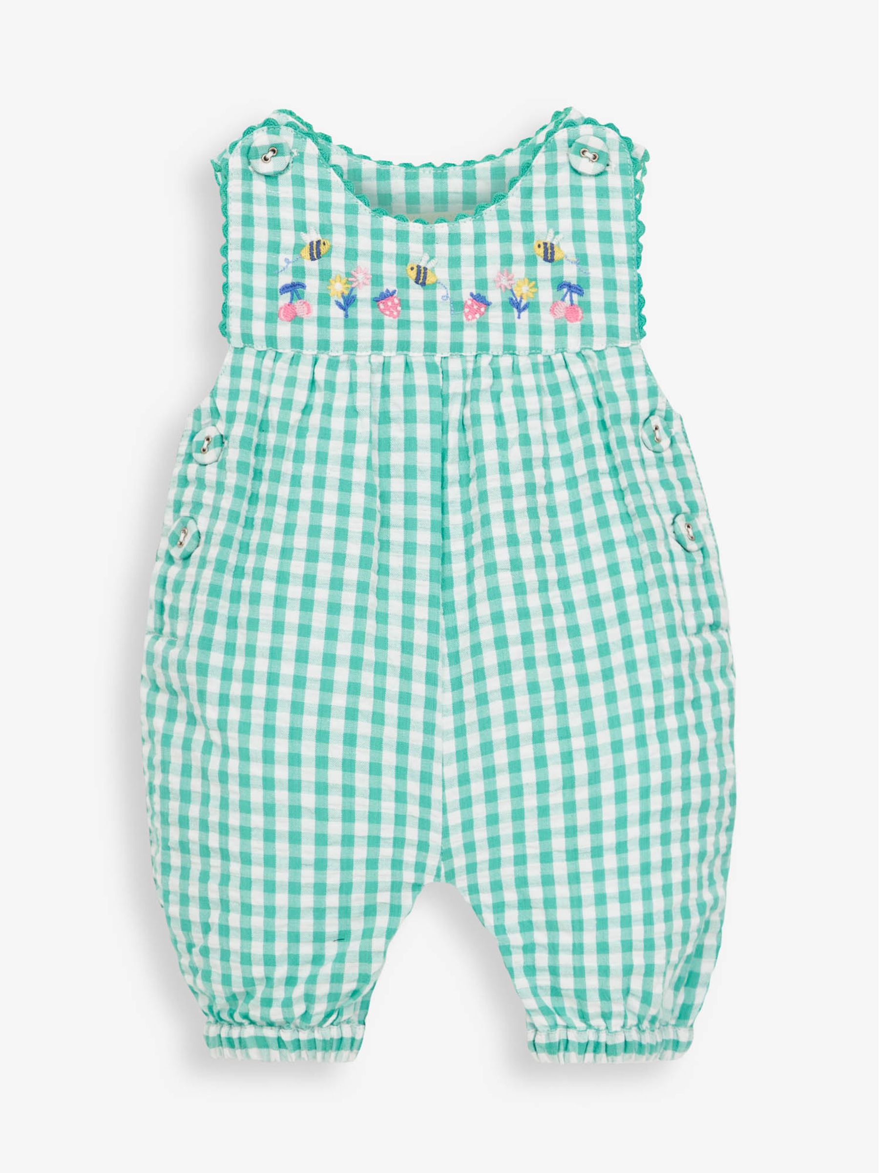 Green Gingham Embroidered Baby Dungarees - Image 1 of 2