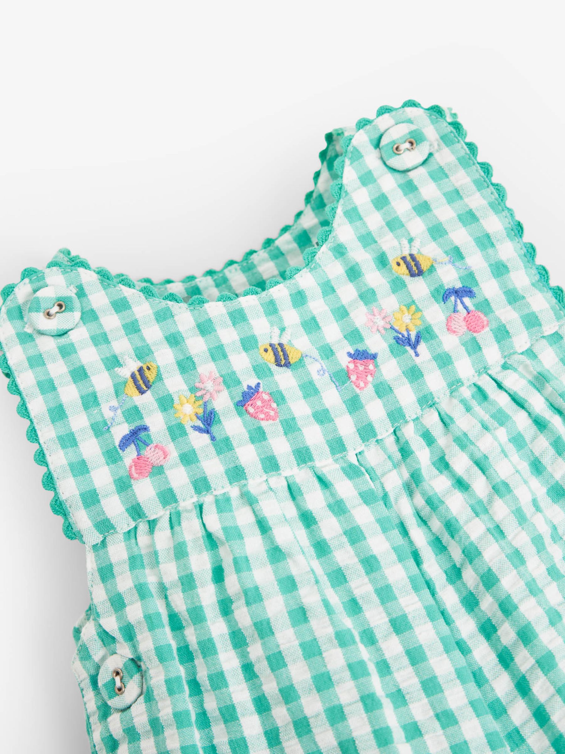 Green Gingham Embroidered Baby Dungarees - Image 2 of 2