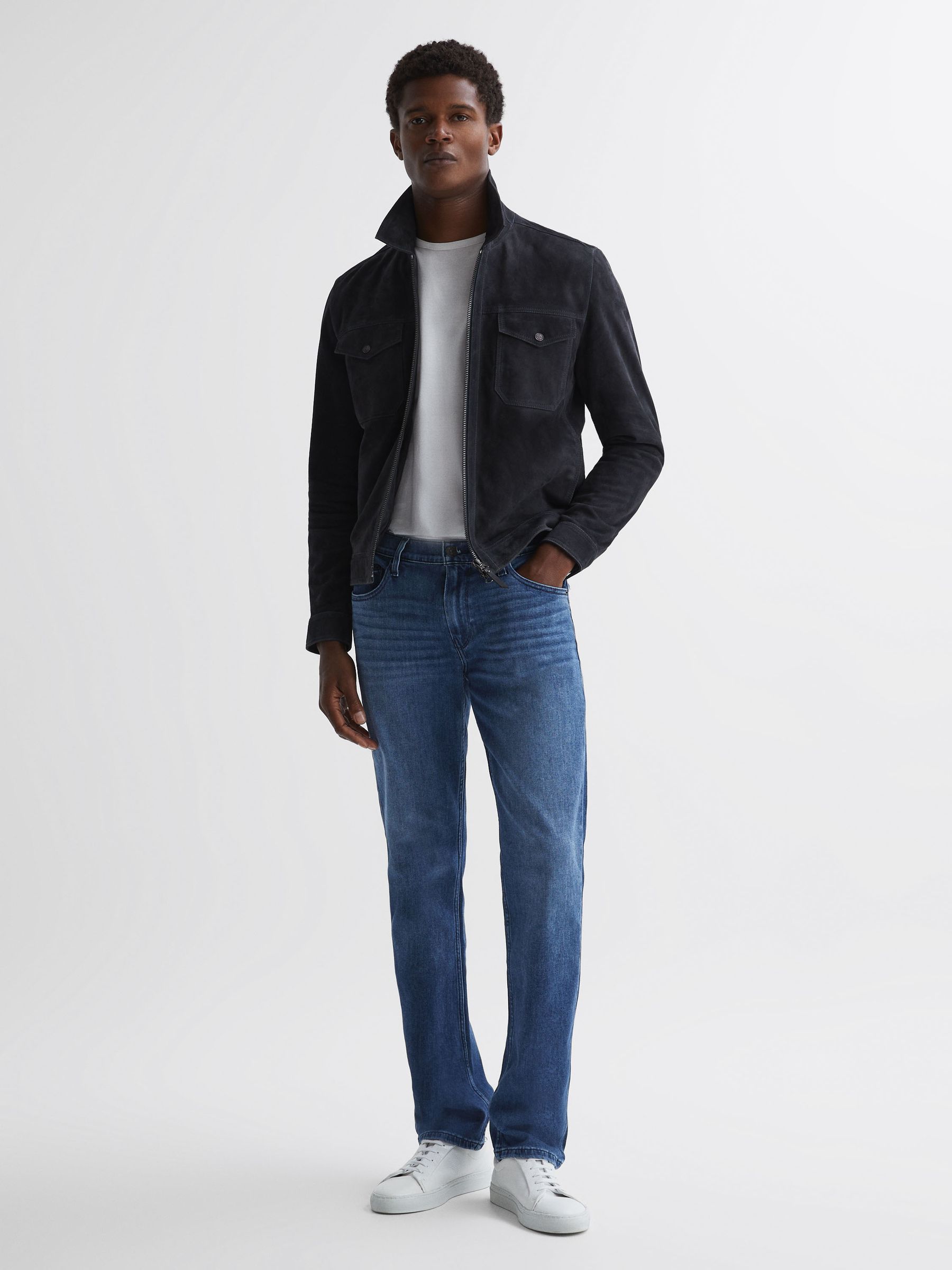 Paige Regular Fit Straight Leg Jeans in Stetson - Image 4 of 5