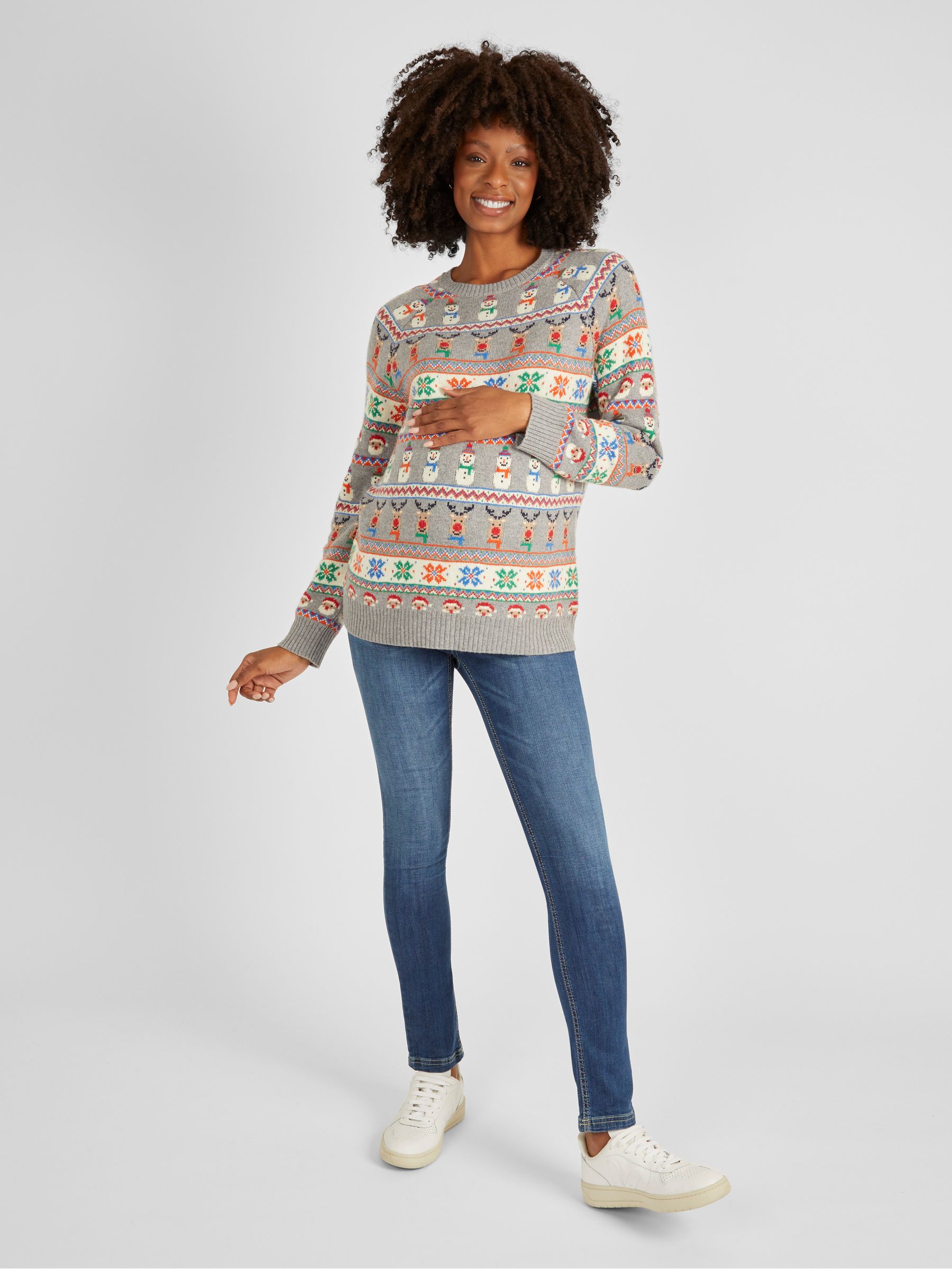 Grey Christmas Fair Isle Pattern Jumper - Image 2 of 5