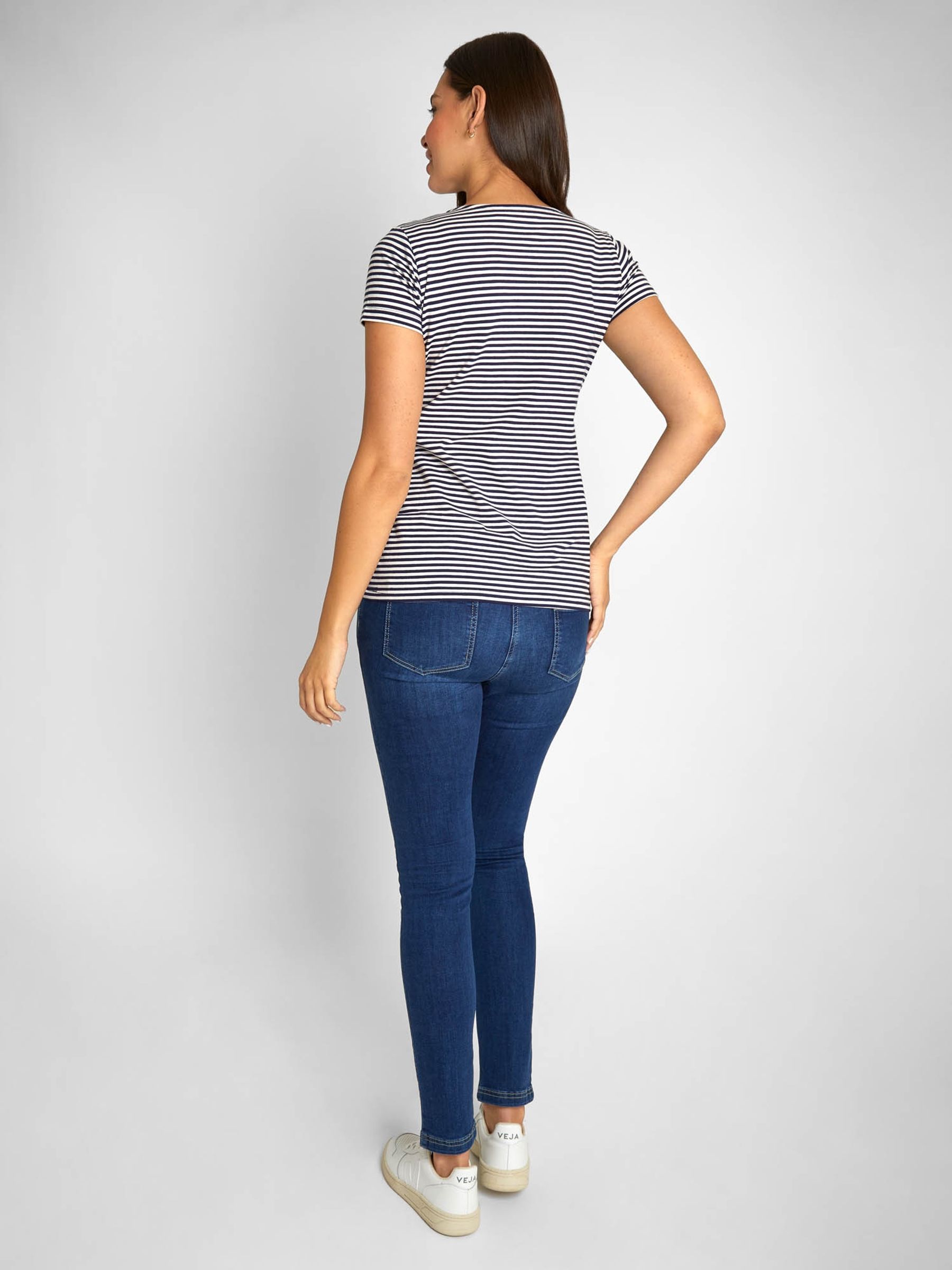 Blue White Stripe & Navy Blue 2-Pack Maternity & Nursing T-Shirts - Image 4 of 10