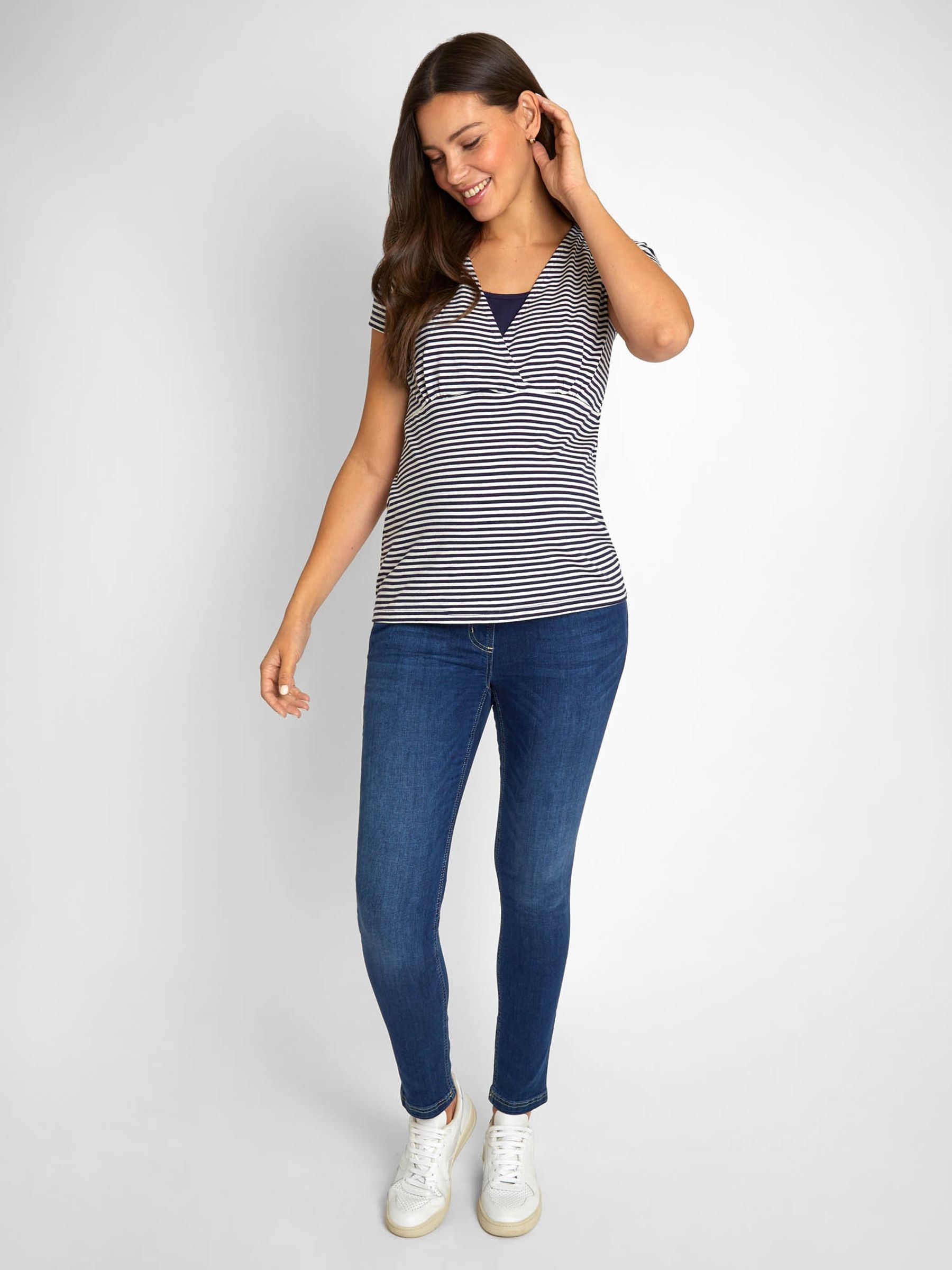 Blue White Stripe & Navy Blue 2-Pack Maternity & Nursing T-Shirts - Image 5 of 10