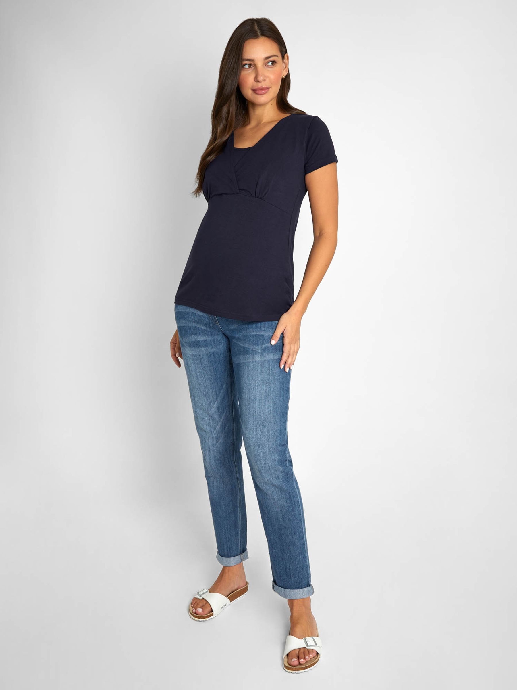 Blue White Stripe & Navy Blue 2-Pack Maternity & Nursing T-Shirts - Image 6 of 10