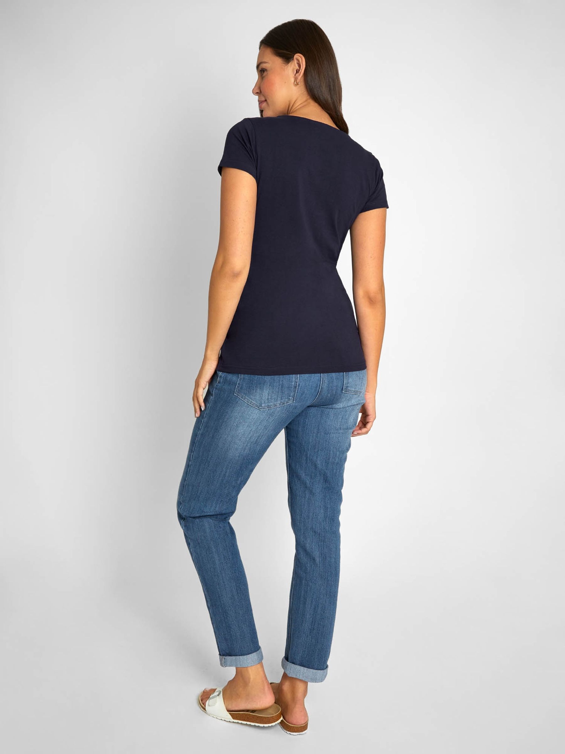 Blue White Stripe & Navy Blue 2-Pack Maternity & Nursing T-Shirts - Image 7 of 10