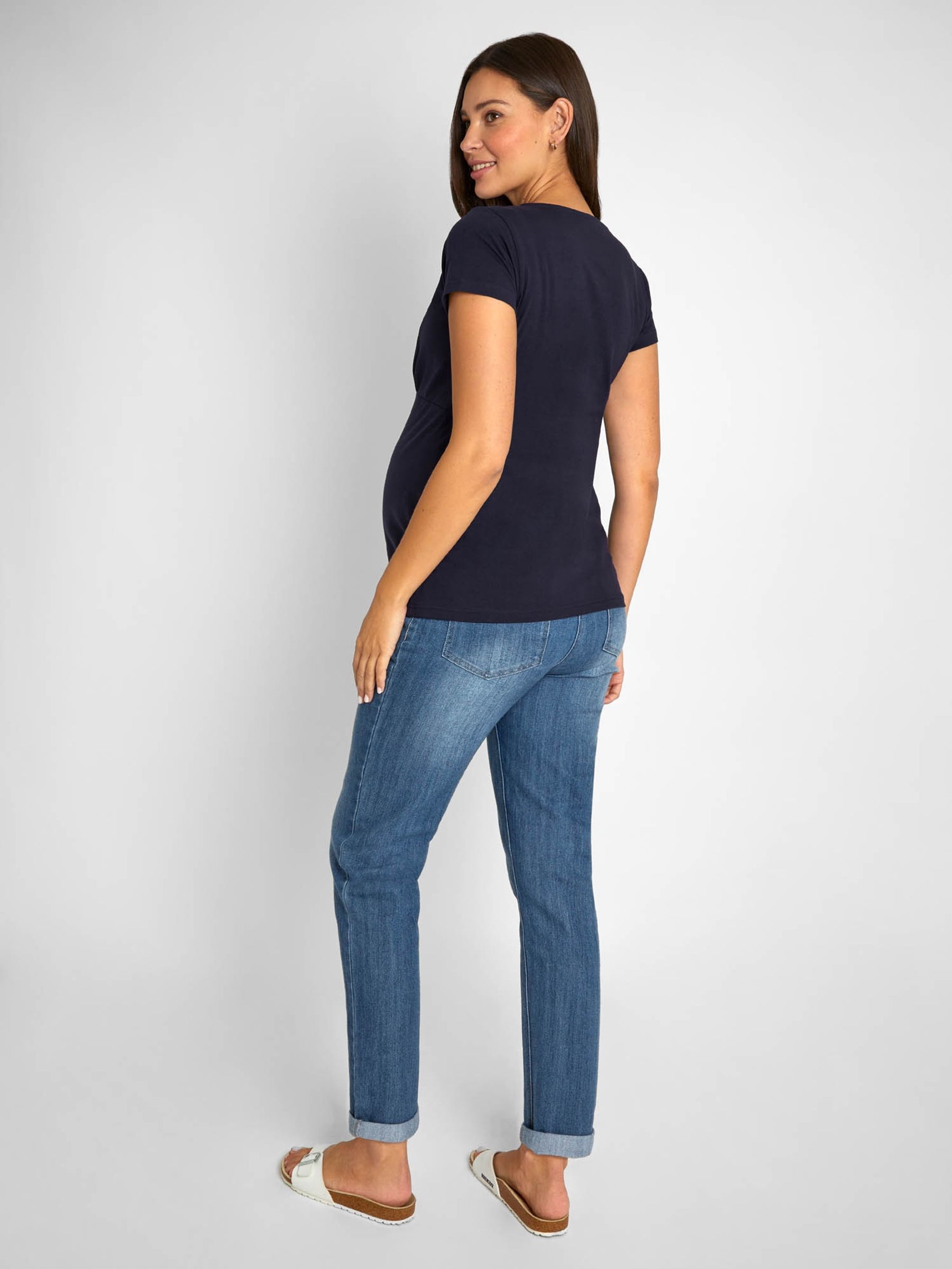 Blue White Stripe & Navy Blue 2-Pack Maternity & Nursing T-Shirts - Image 8 of 10