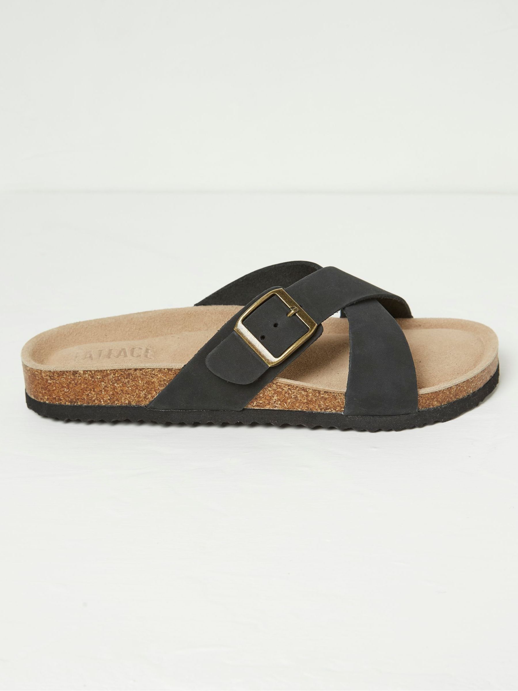 Lois Black Cross-Over Footbed Sandals - Image 1 of 3
