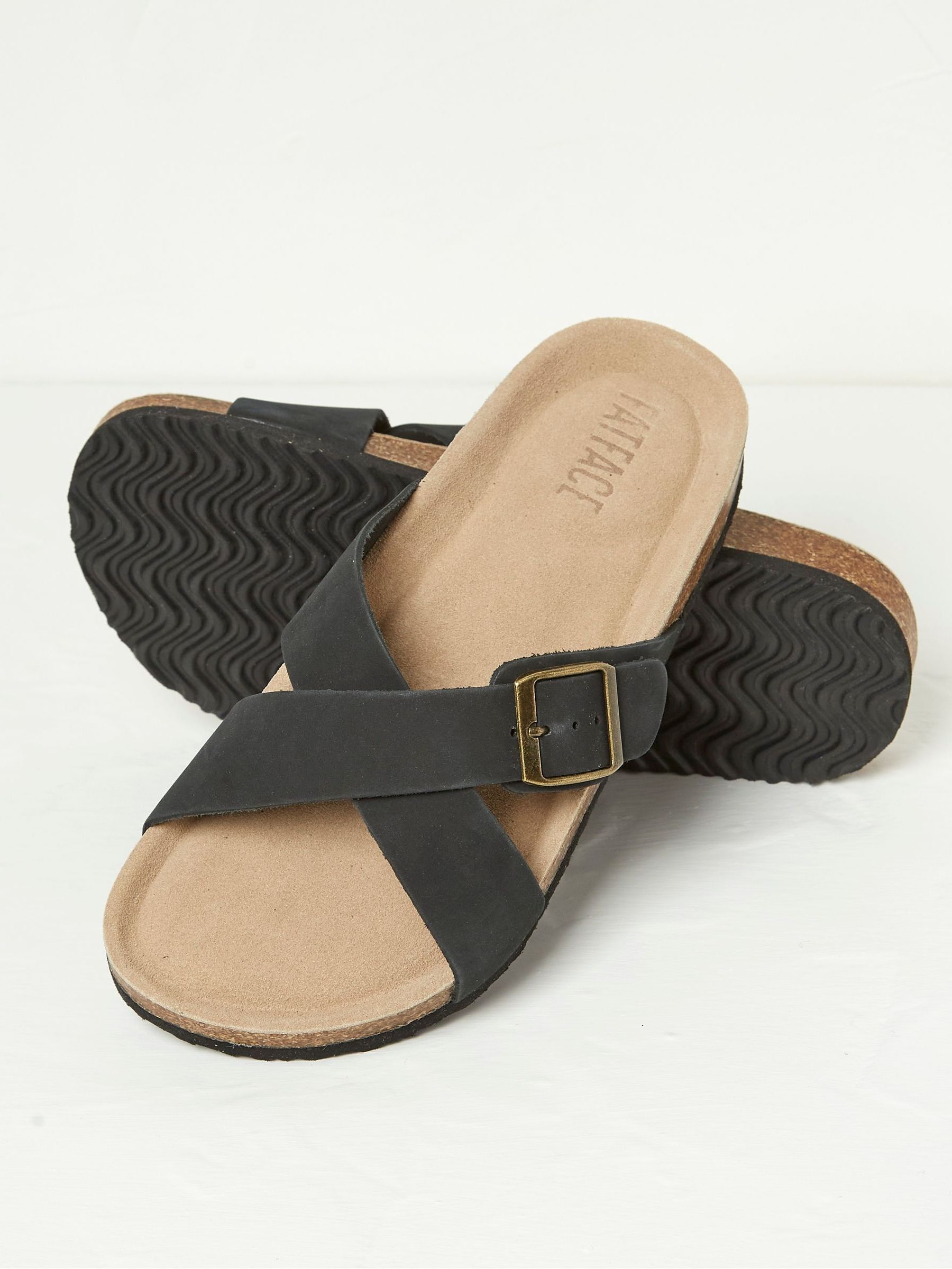 Lois Black Cross-Over Footbed Sandals - Image 2 of 3