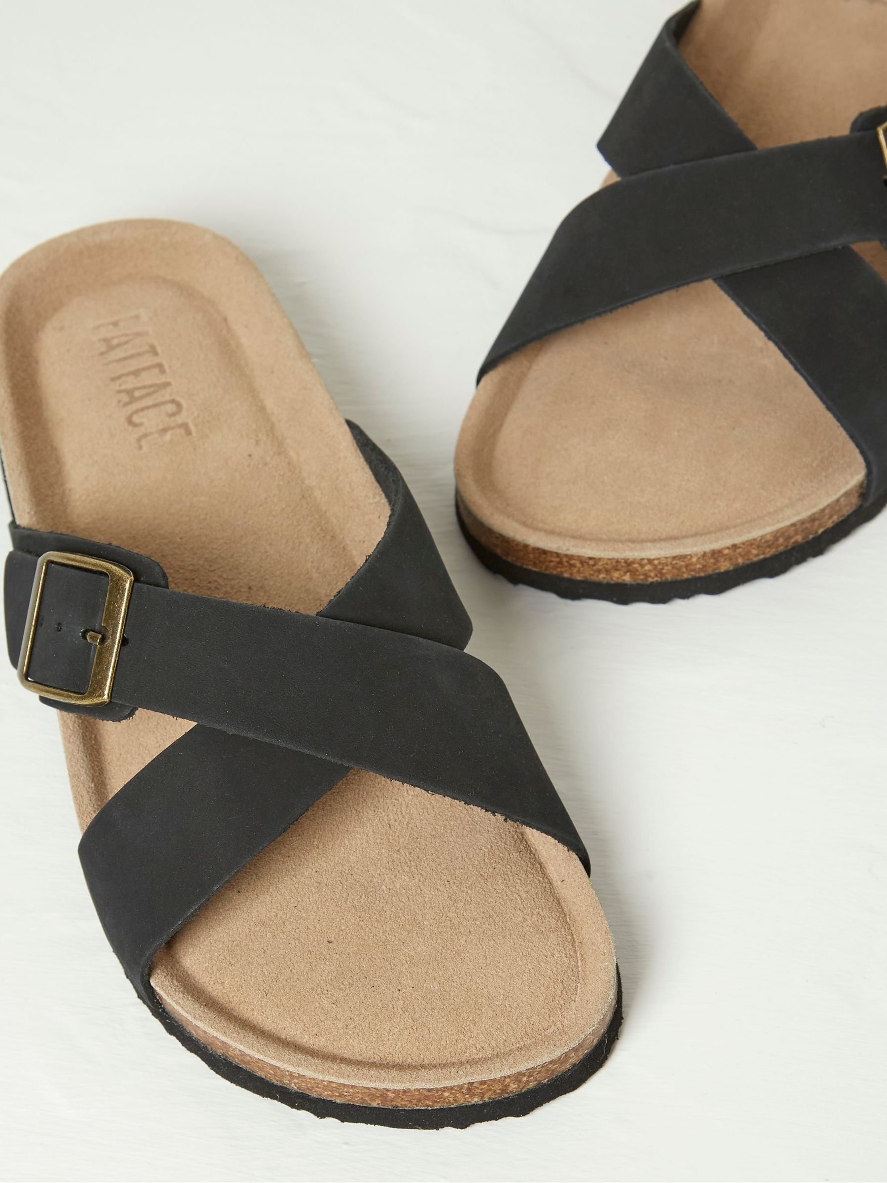 Lois Black Cross-Over Footbed Sandals - Image 3 of 3