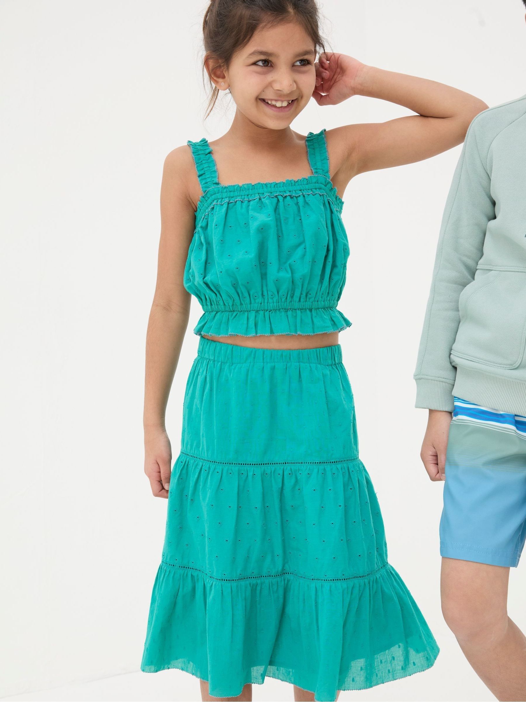 Broderie Green Skirt & Top Set - Image 3 of 4