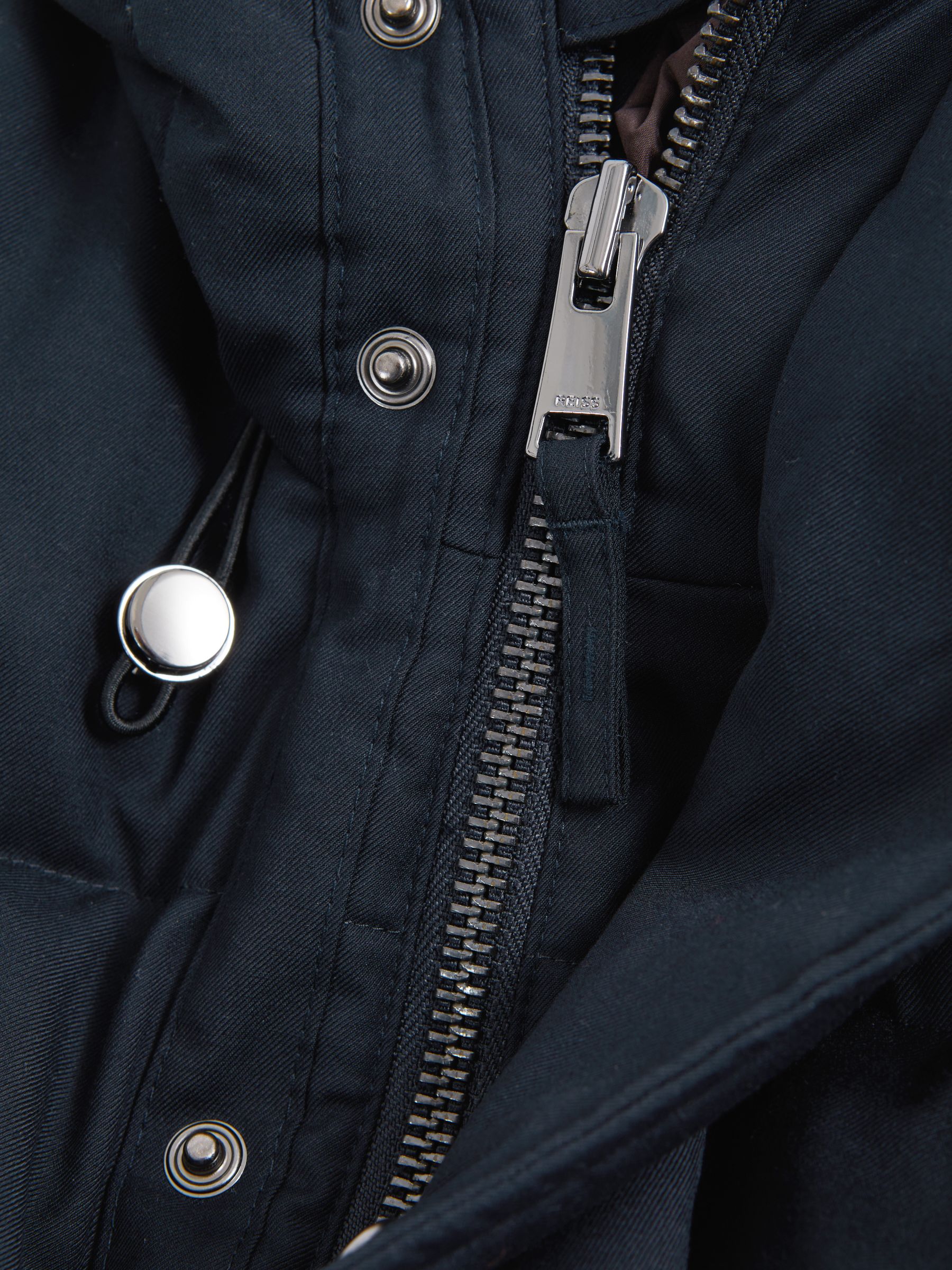 Quilted Long Hooded Coat in Navy - Image 6 of 7