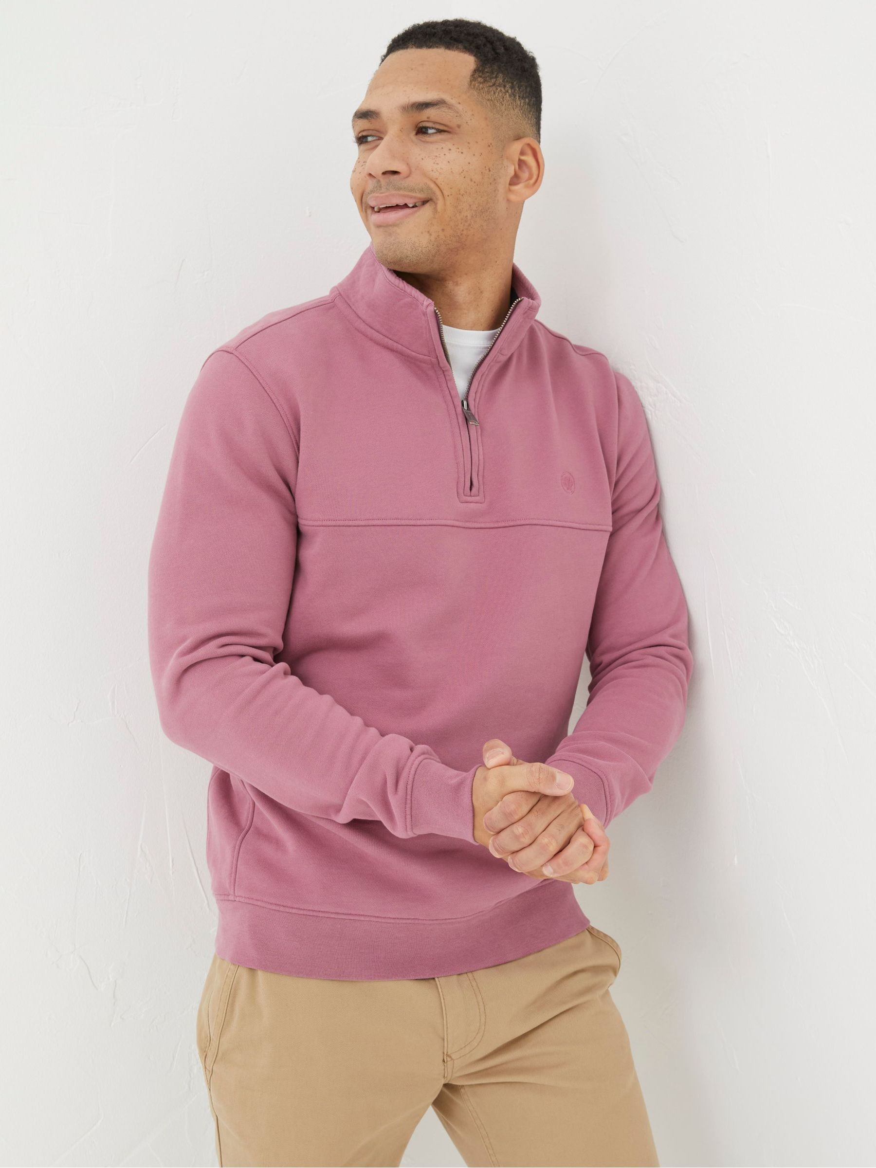 Fowey Pink Half Neck Sweatshirt - Image 1 of 5