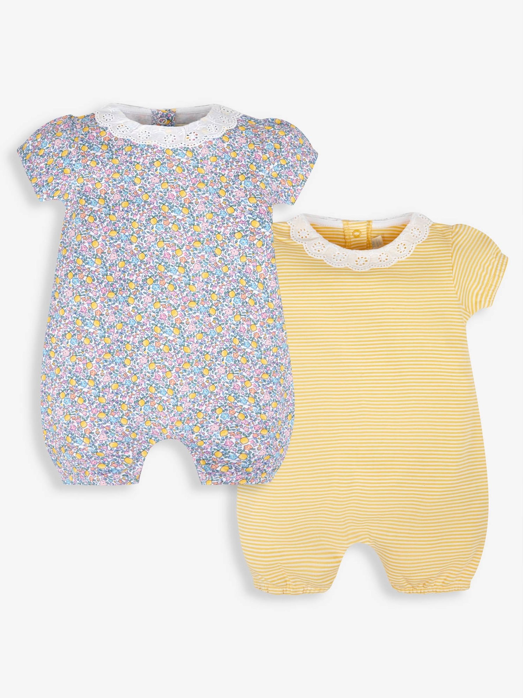 Lemon Yellow Ditsy 2-Pack Pretty Baby Rompers - Image 1 of 5