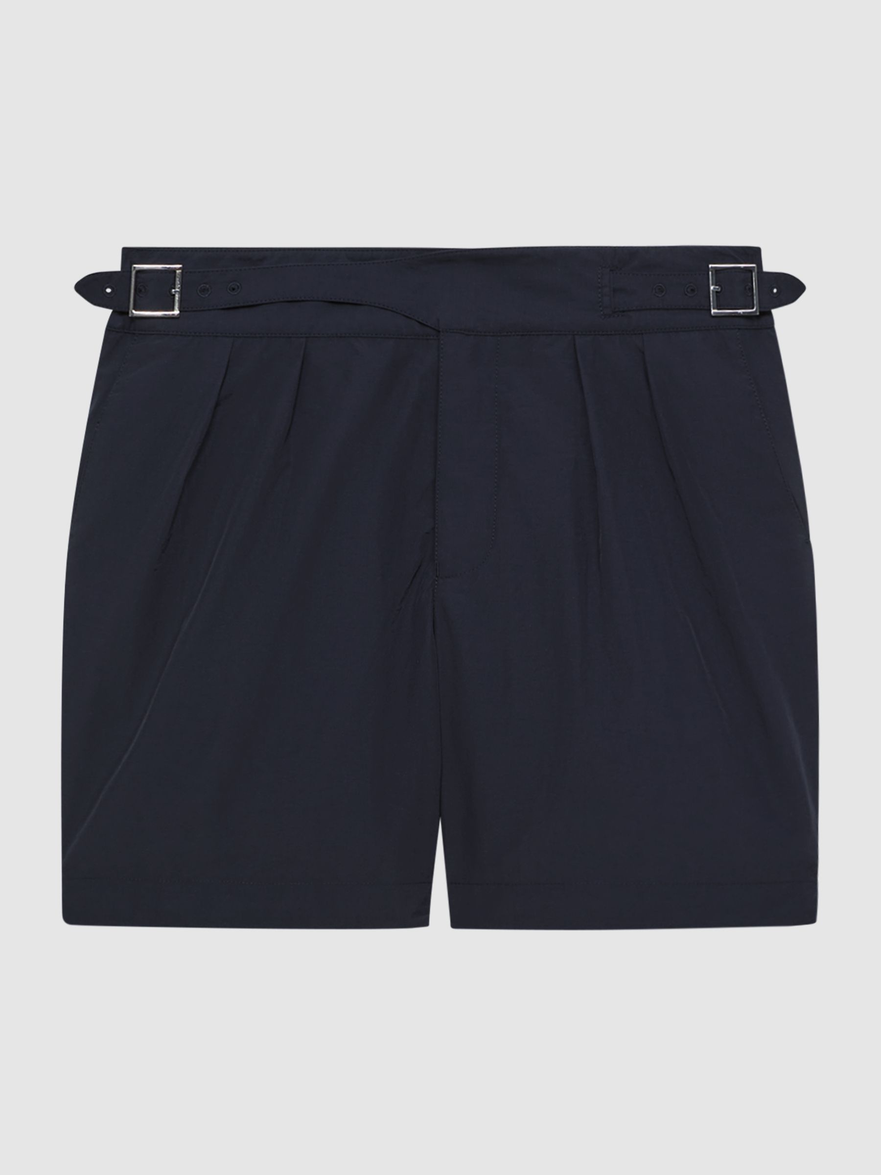 Hemingsworth Front Pleat Swim Shorts in Navy - Image 2 of 5