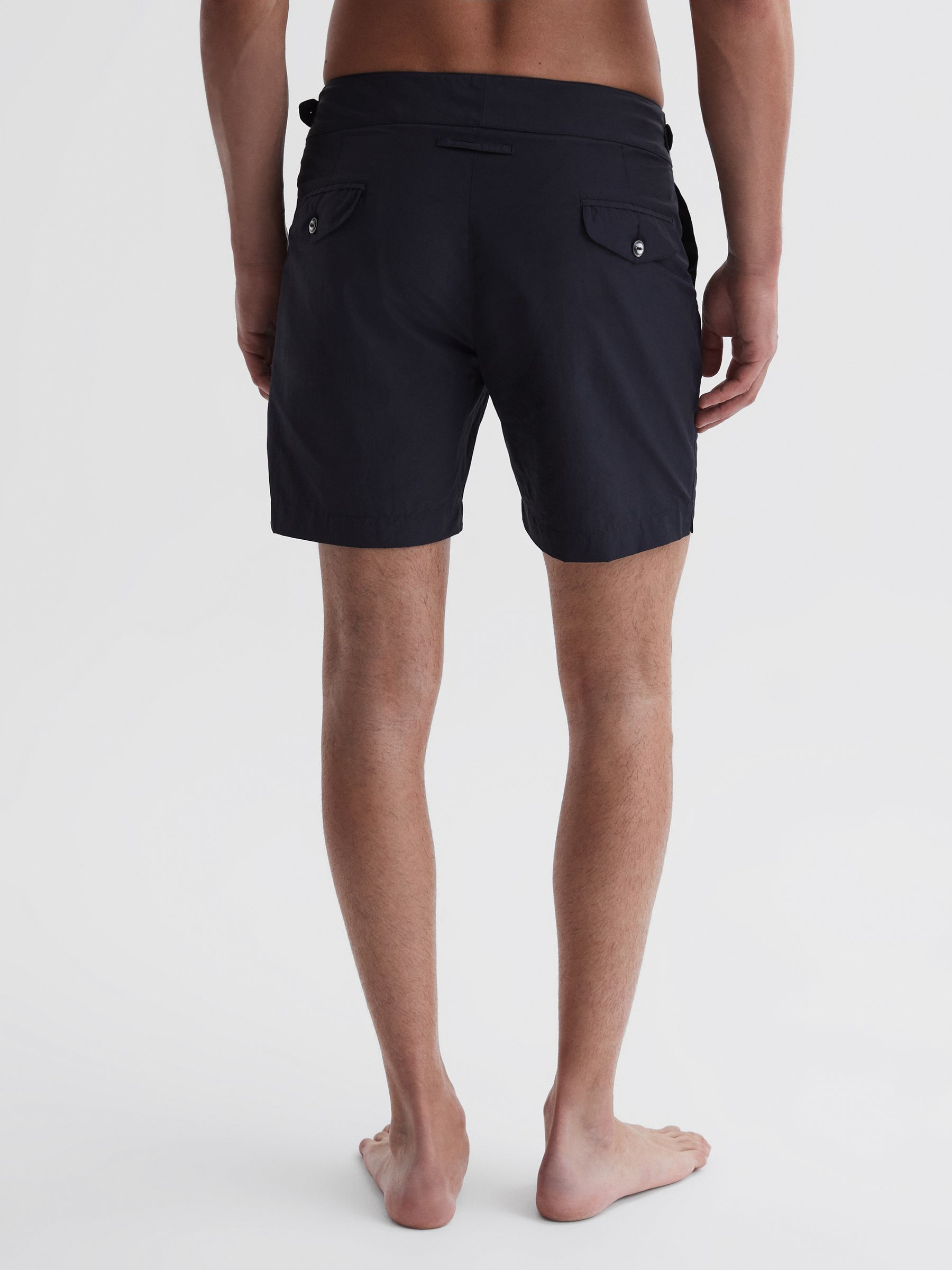 Hemingsworth Front Pleat Swim Shorts in Navy - Image 4 of 5