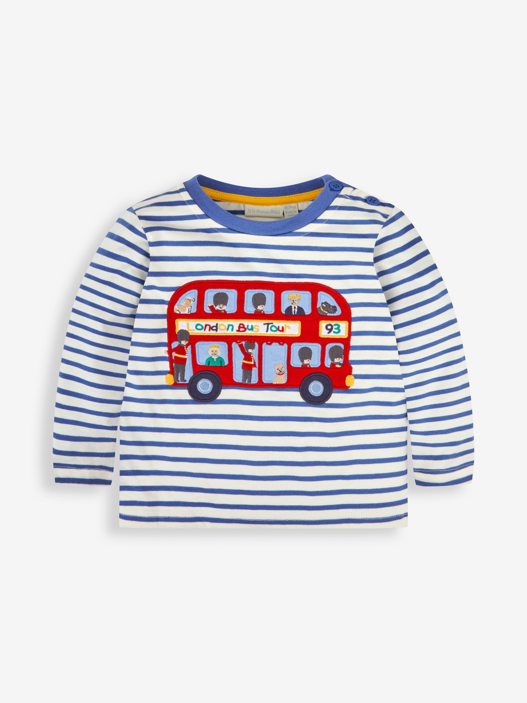 Ecru Navy Stripe Boys' King's Guard Bus Appliqué Top - Image 1 of 3