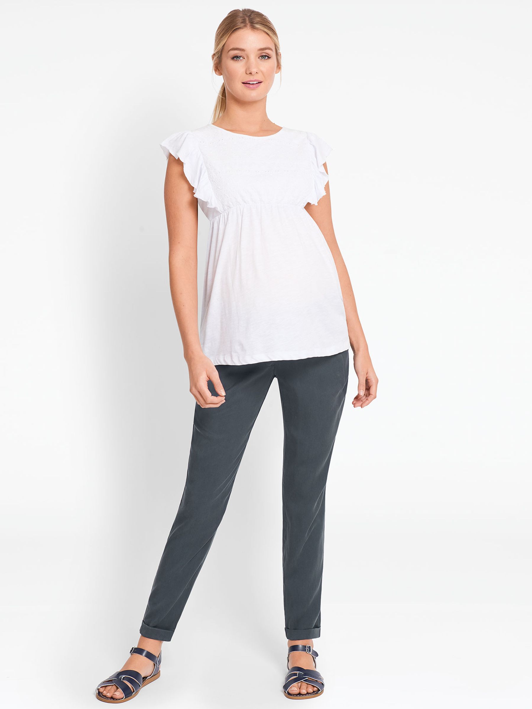 White Broderie Anglaise Maternity Top - Image 9 of 10