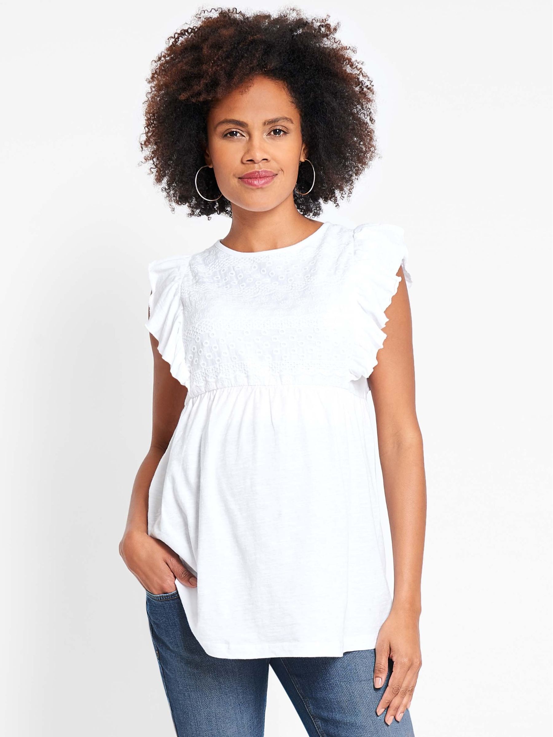 White Broderie Anglaise Maternity Top - Image 10 of 10