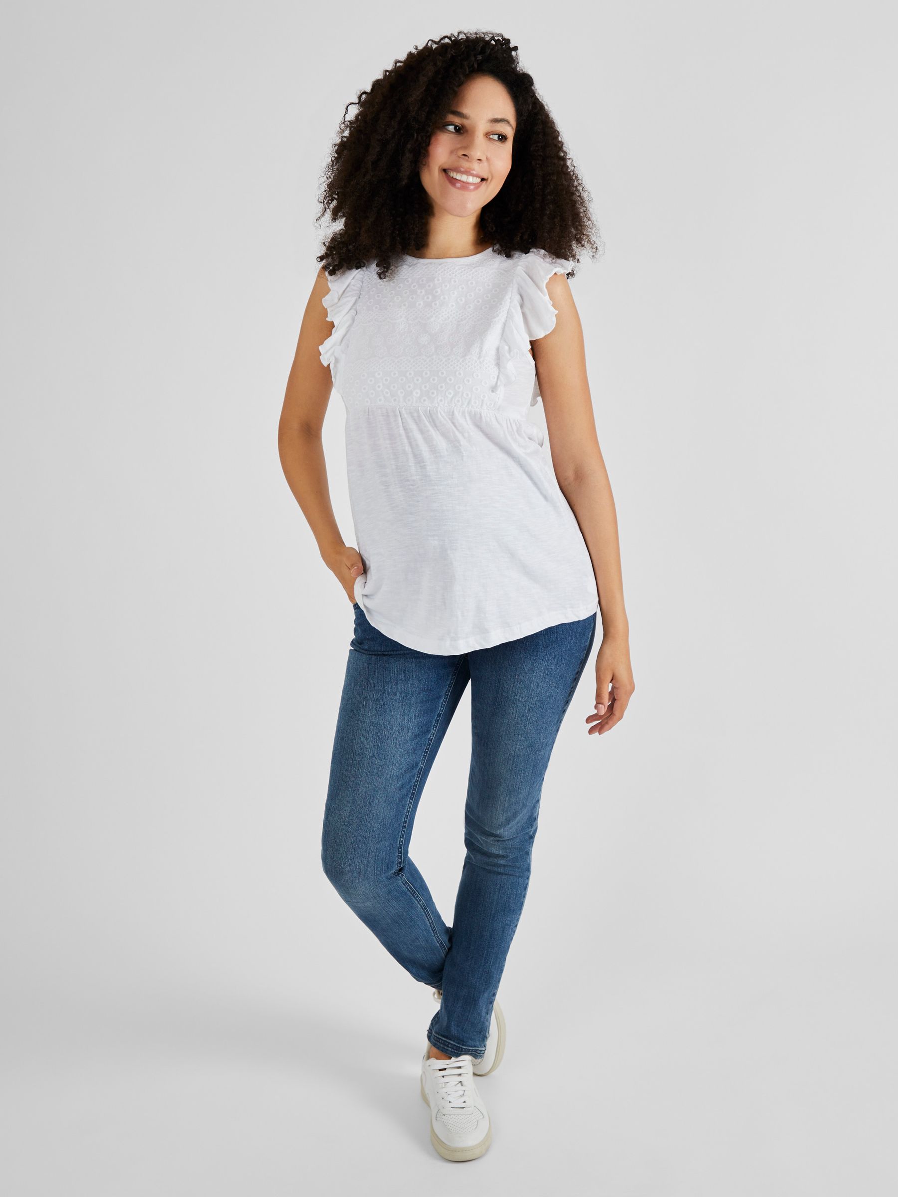 White Broderie Anglaise Maternity Top - Image 2 of 5