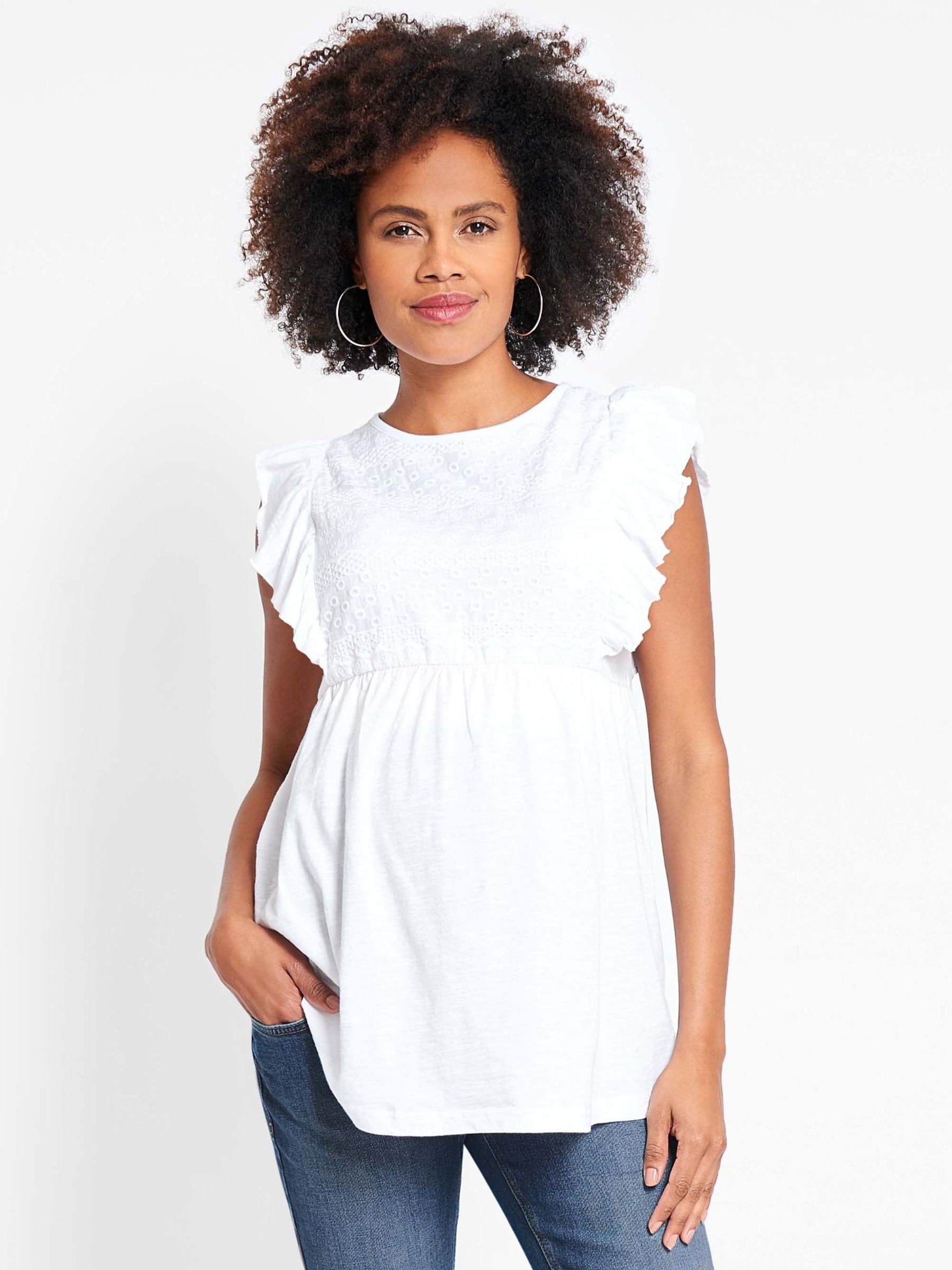 White Broderie Anglaise Maternity Top - Image 7 of 10