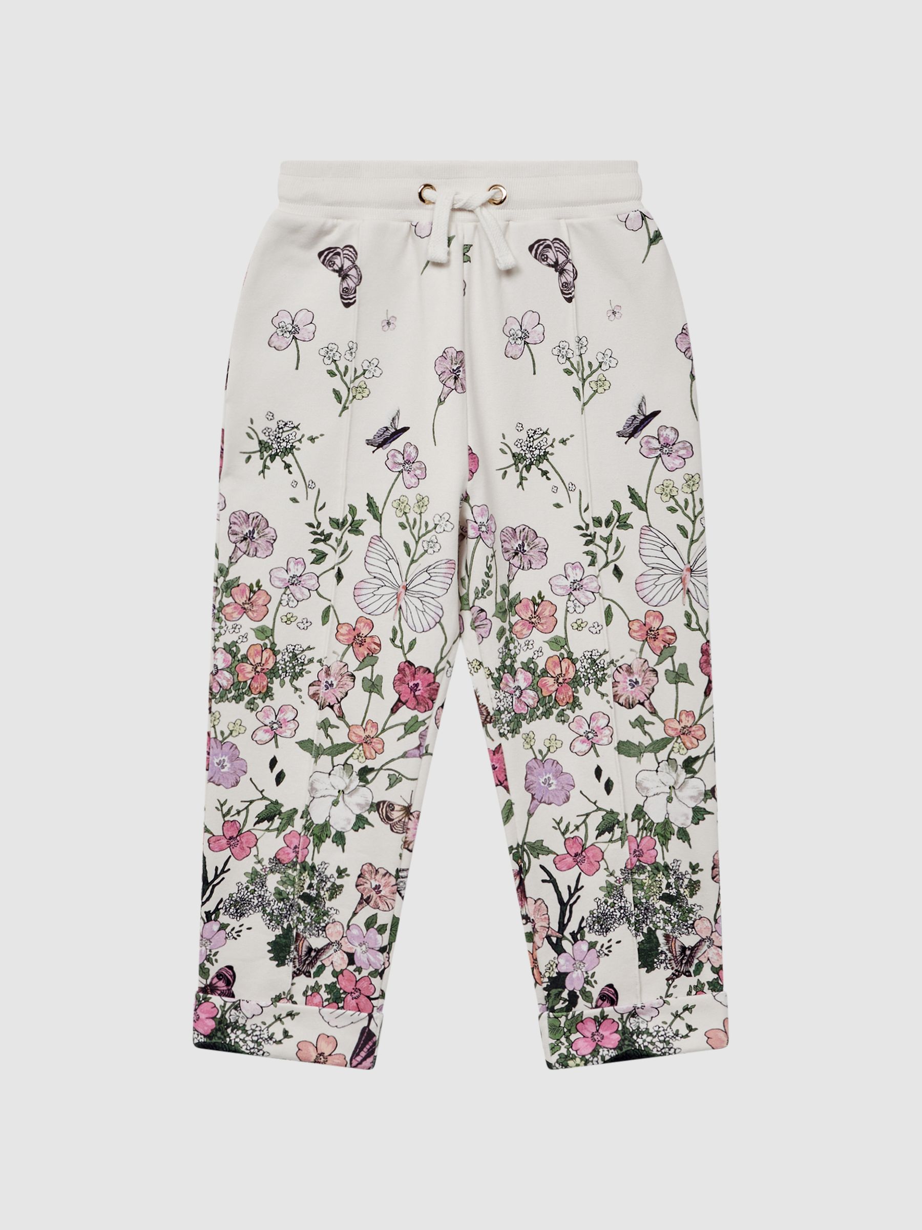 4-9 yrs Floral Print Drawstring Joggers in Pink Print - Image 2 of 6 4-9 yrs Floral Print Drawstring Joggers in Pink Print - Image 2 of 6