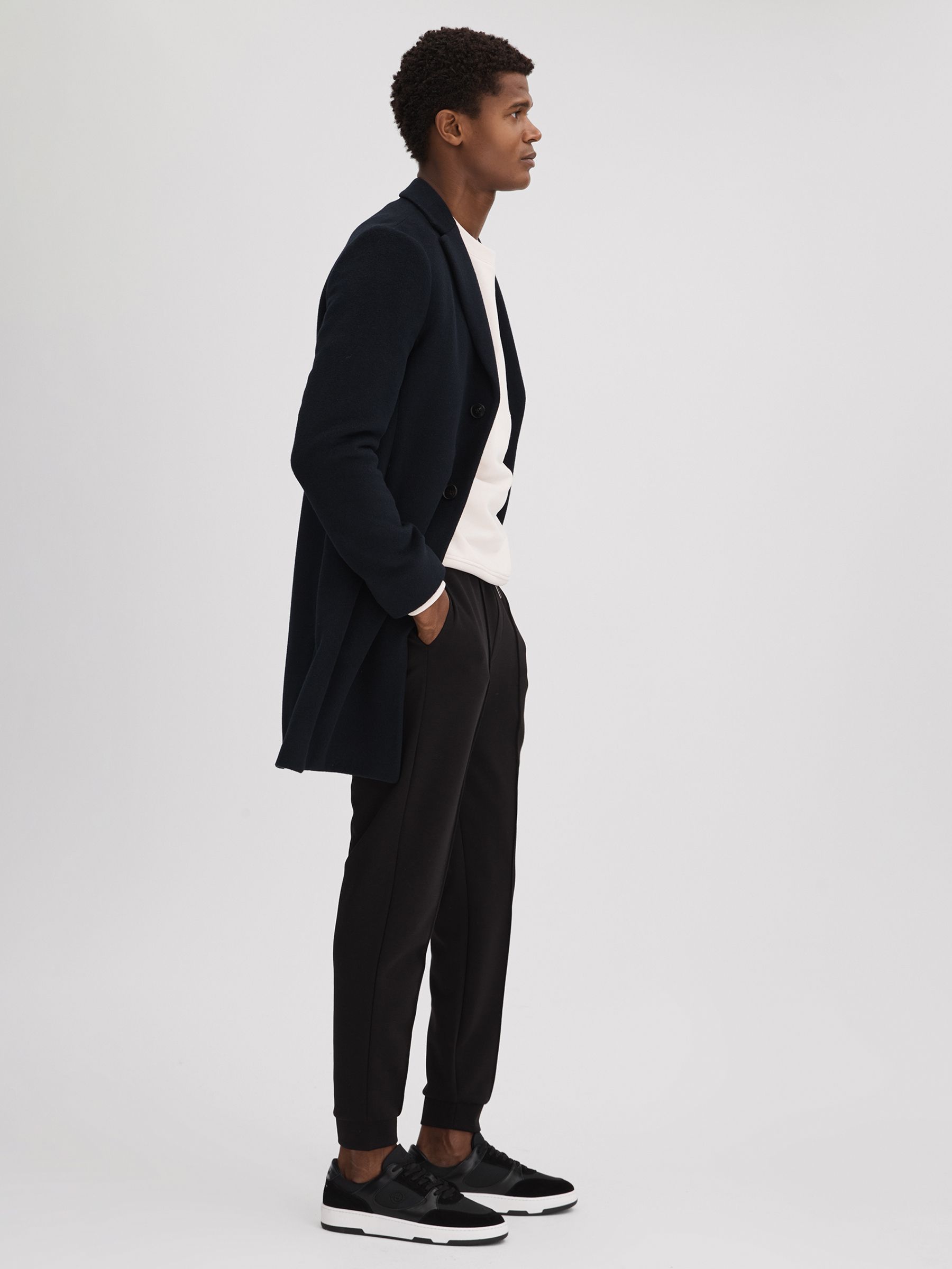 Unseen Leather Suede Noirmont Trainers in White/Black - Image 2 of 5