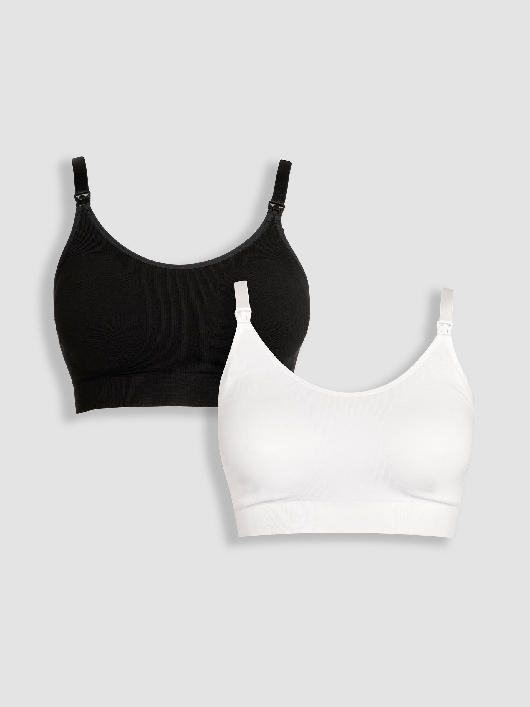 Black and White 2-Pack Cotton Seamless Nursing Bras - Image 1 of 11