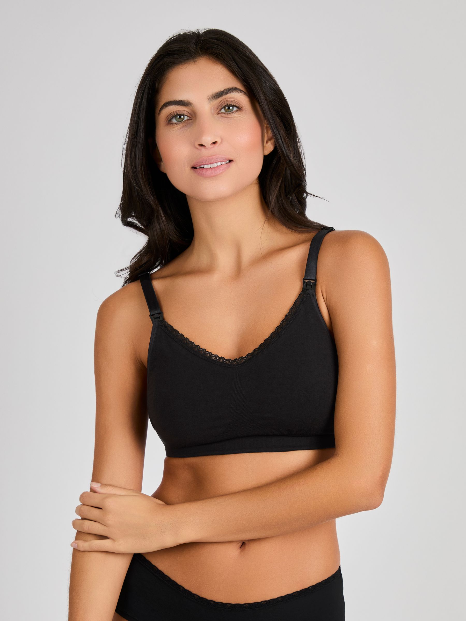Black Emma-Jane Cotton Rich Lace Trim Seamless Nursing Bra - Image 1 of 5