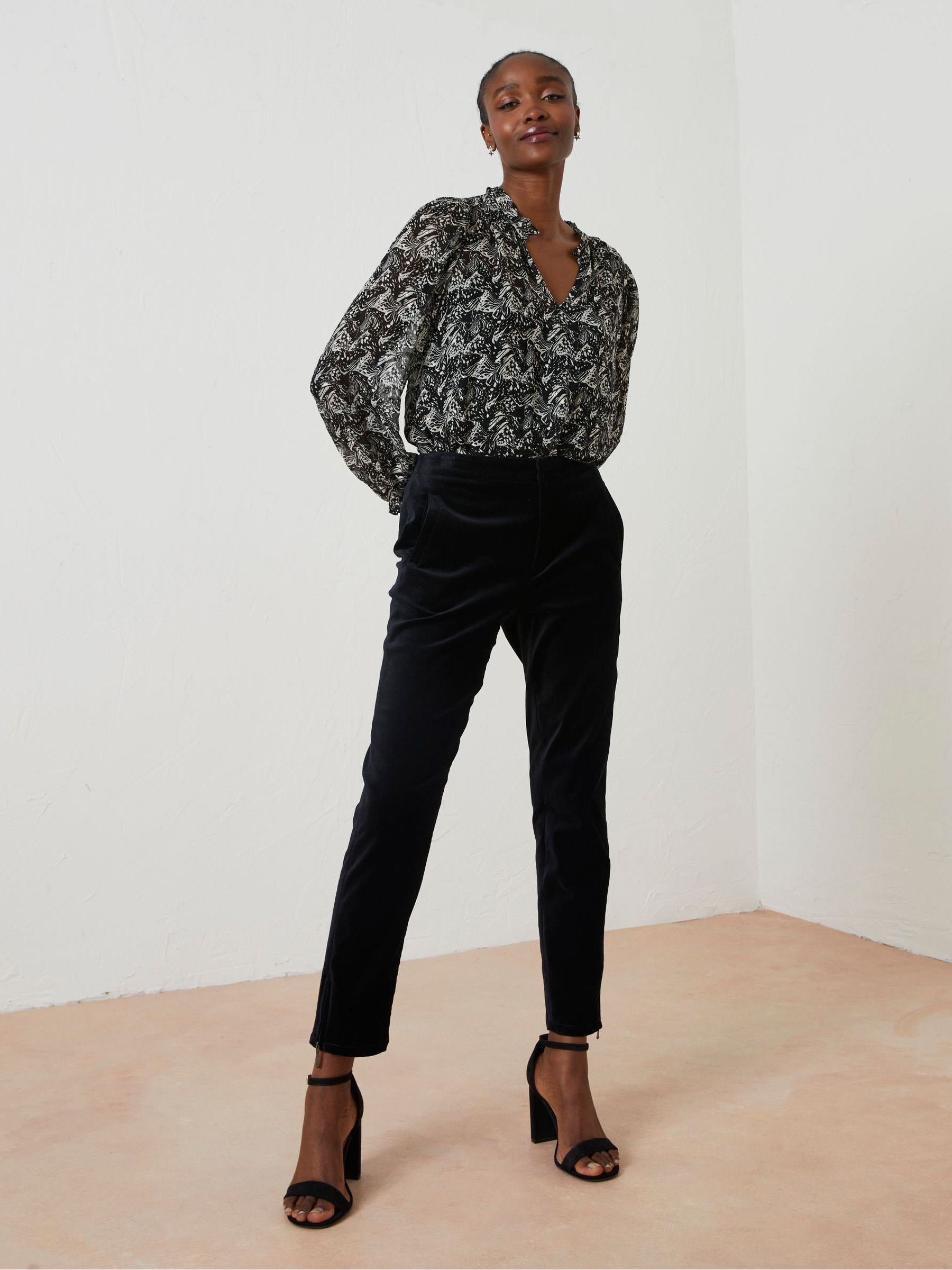 Black Isobelle Velvet Trousers - Image 3 of 5