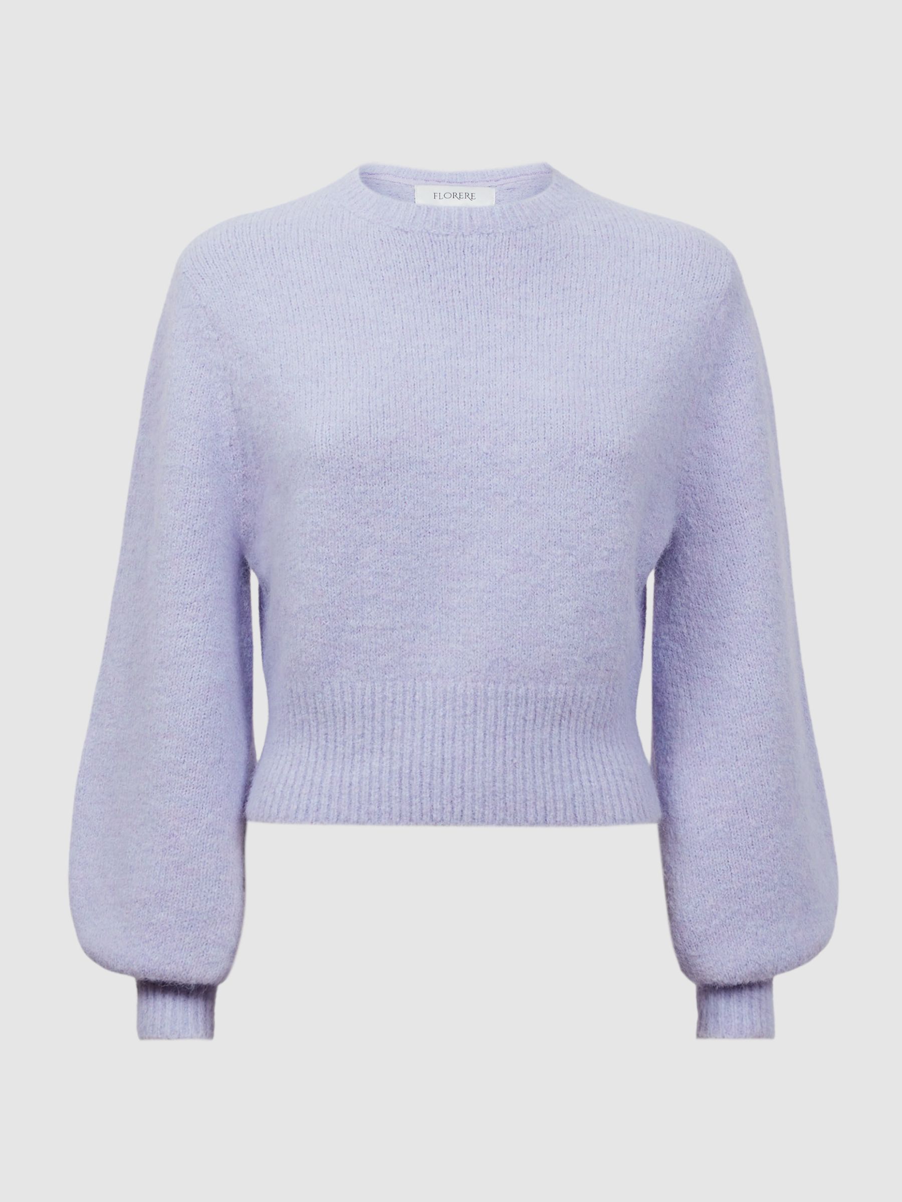 Florere Fluffy Crew Neck Jumper in Lilac - Image 2 of 6