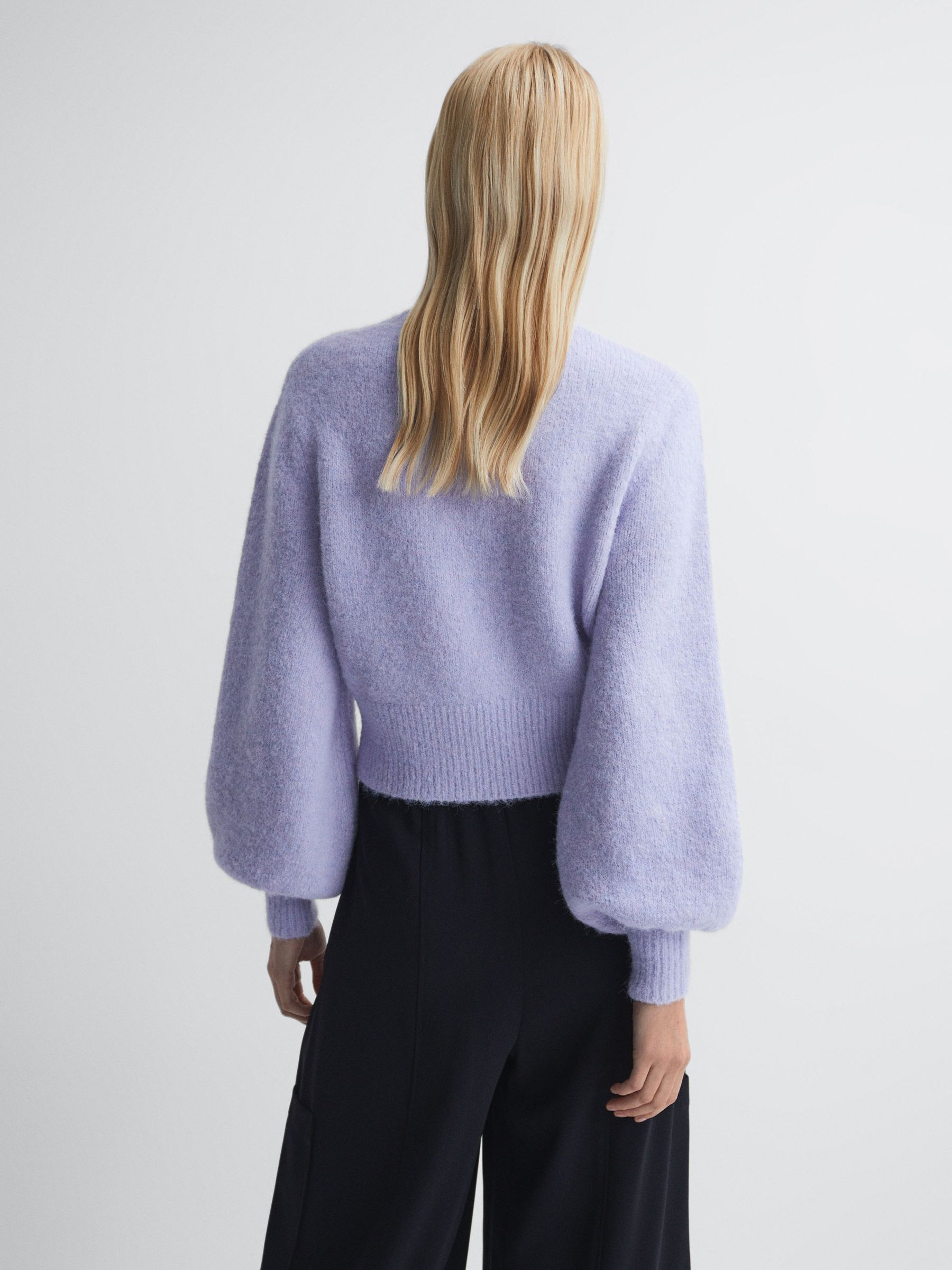 Florere Fluffy Crew Neck Jumper in Lilac - Image 5 of 6
