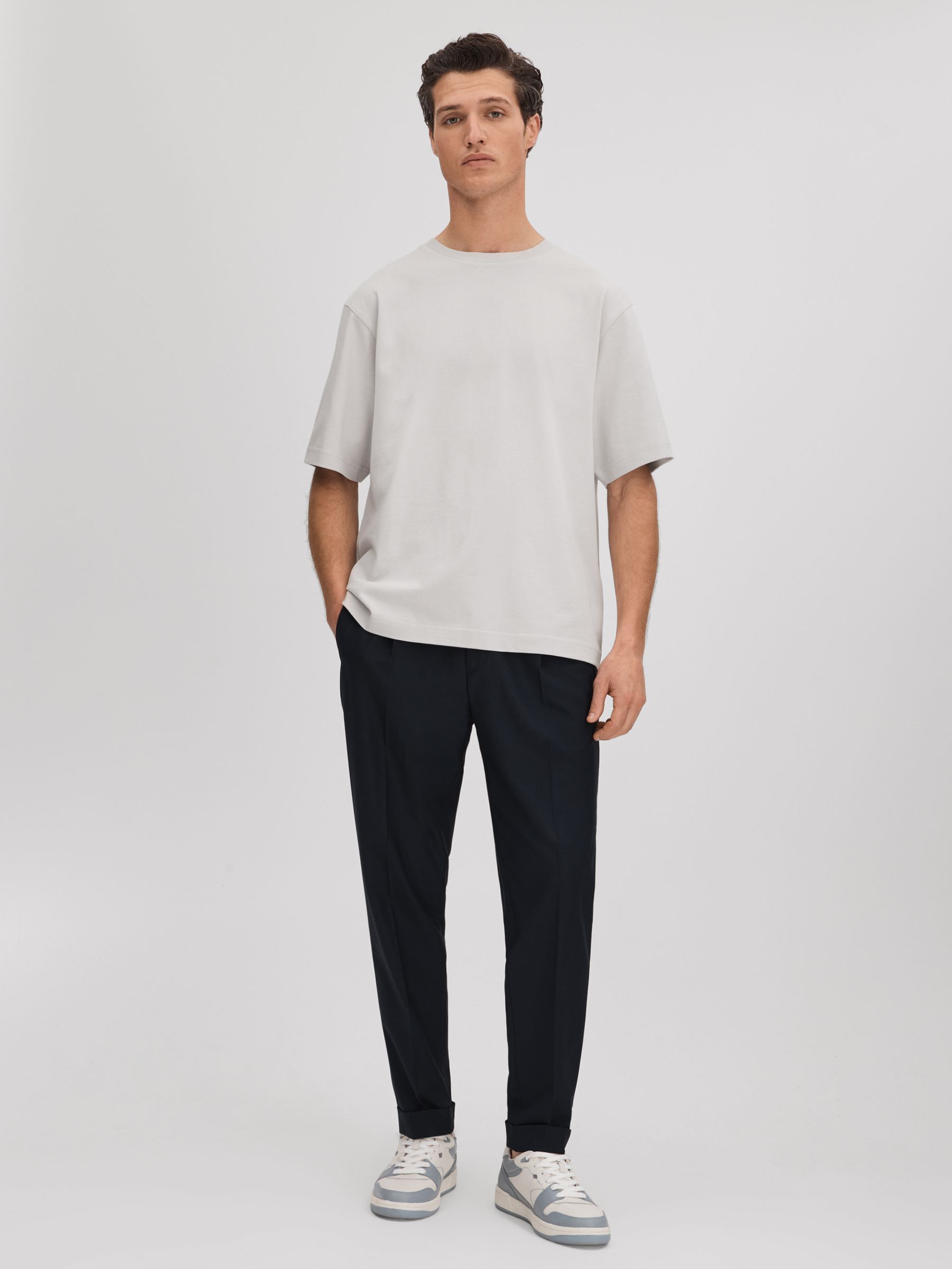 Oversized Garment Dye T-Shirt in Silver - Image 1 of 1