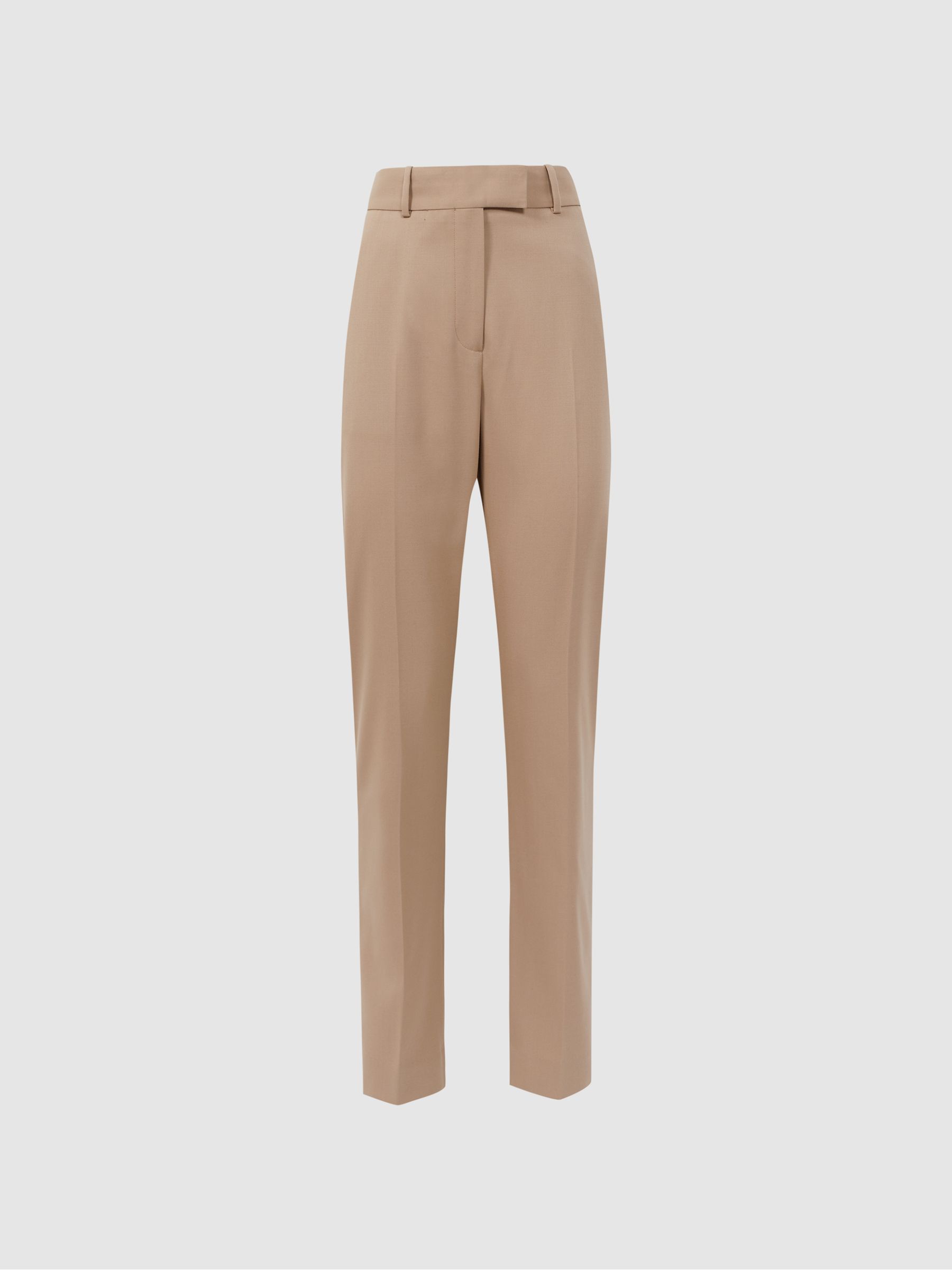 Slim Fit Wool Blend Suit Trousers in Camel - Image 2 of 4 Slim Fit Wool Blend Suit Trousers in Camel - Image 2 of 4