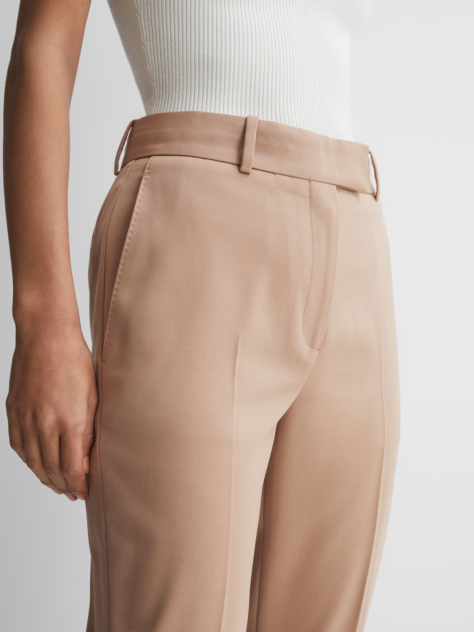 Slim Fit Wool Blend Suit Trousers in Camel - Image 3 of 4