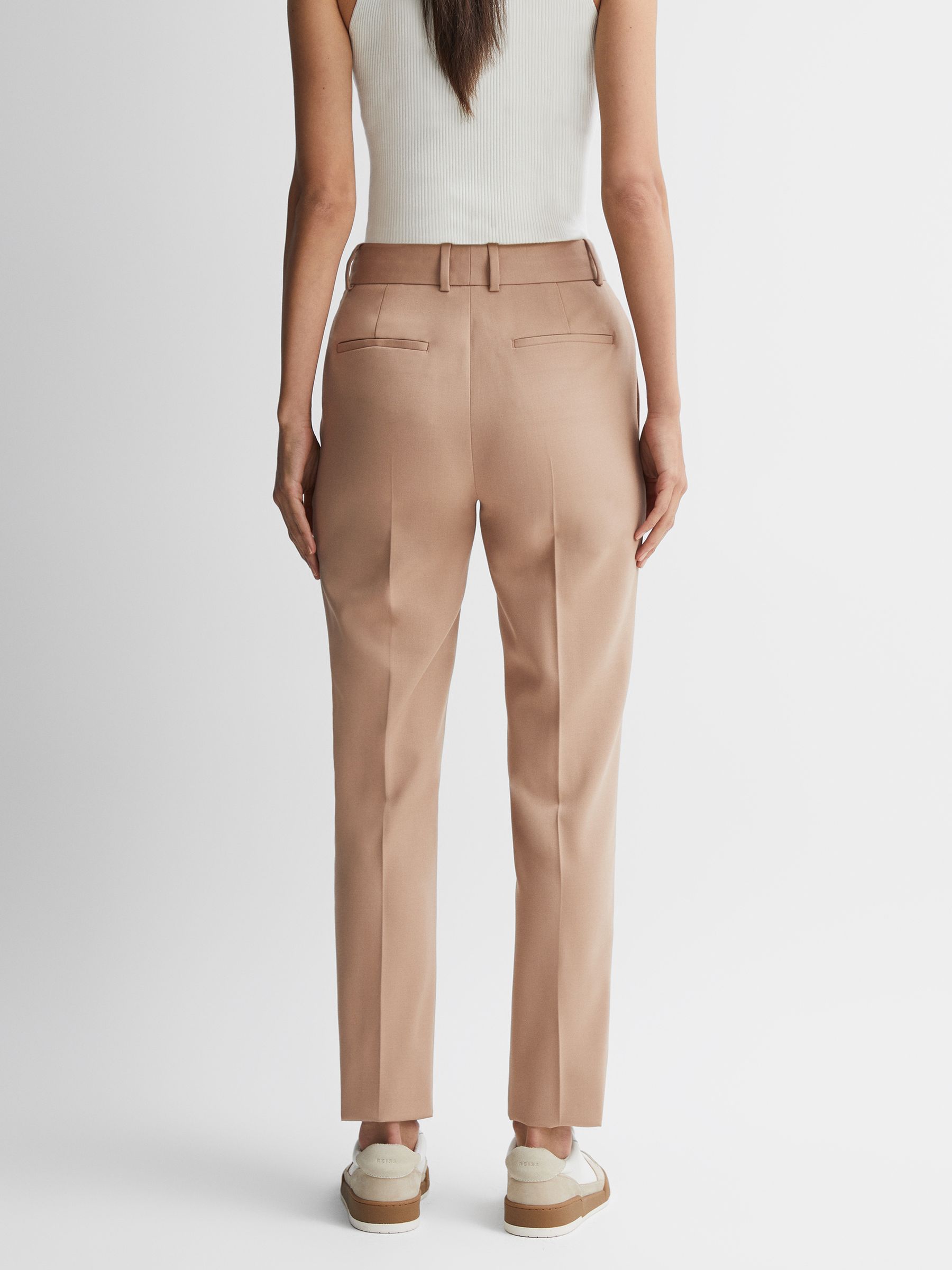 Slim Fit Wool Blend Suit Trousers in Camel - Image 4 of 4
