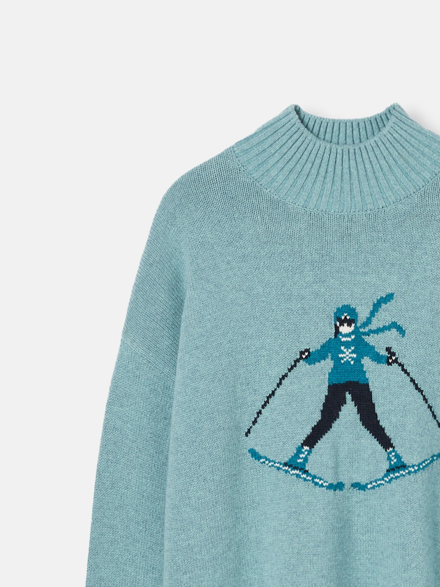 Abigail Light Blue High Neck Intarsia Ski Jumper - Image 5 of 5