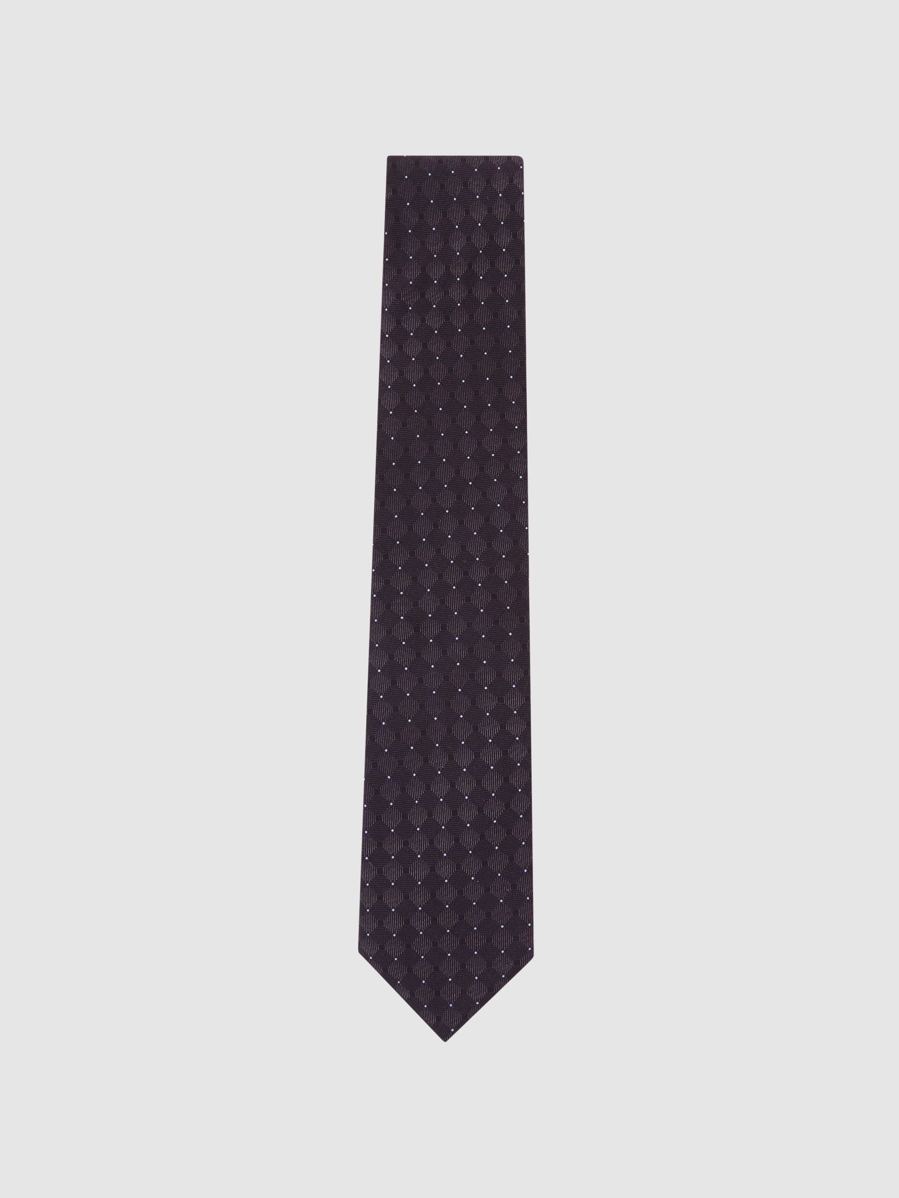 Silk-Blend Woven Tonal Diamond Tie in Midnight Purple - Image 1 of 5