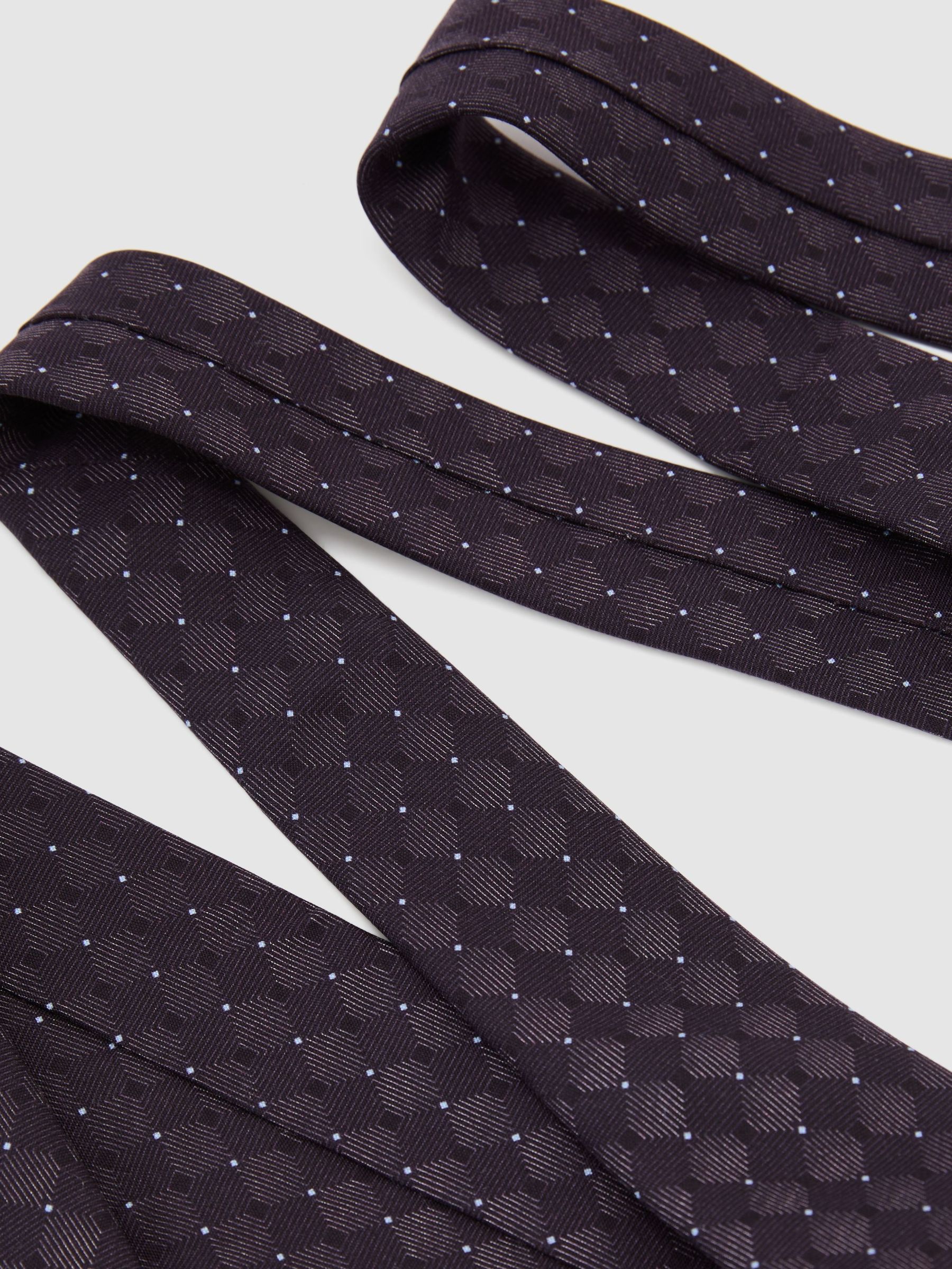 Silk-Blend Woven Tonal Diamond Tie in Midnight Purple - Image 3 of 5