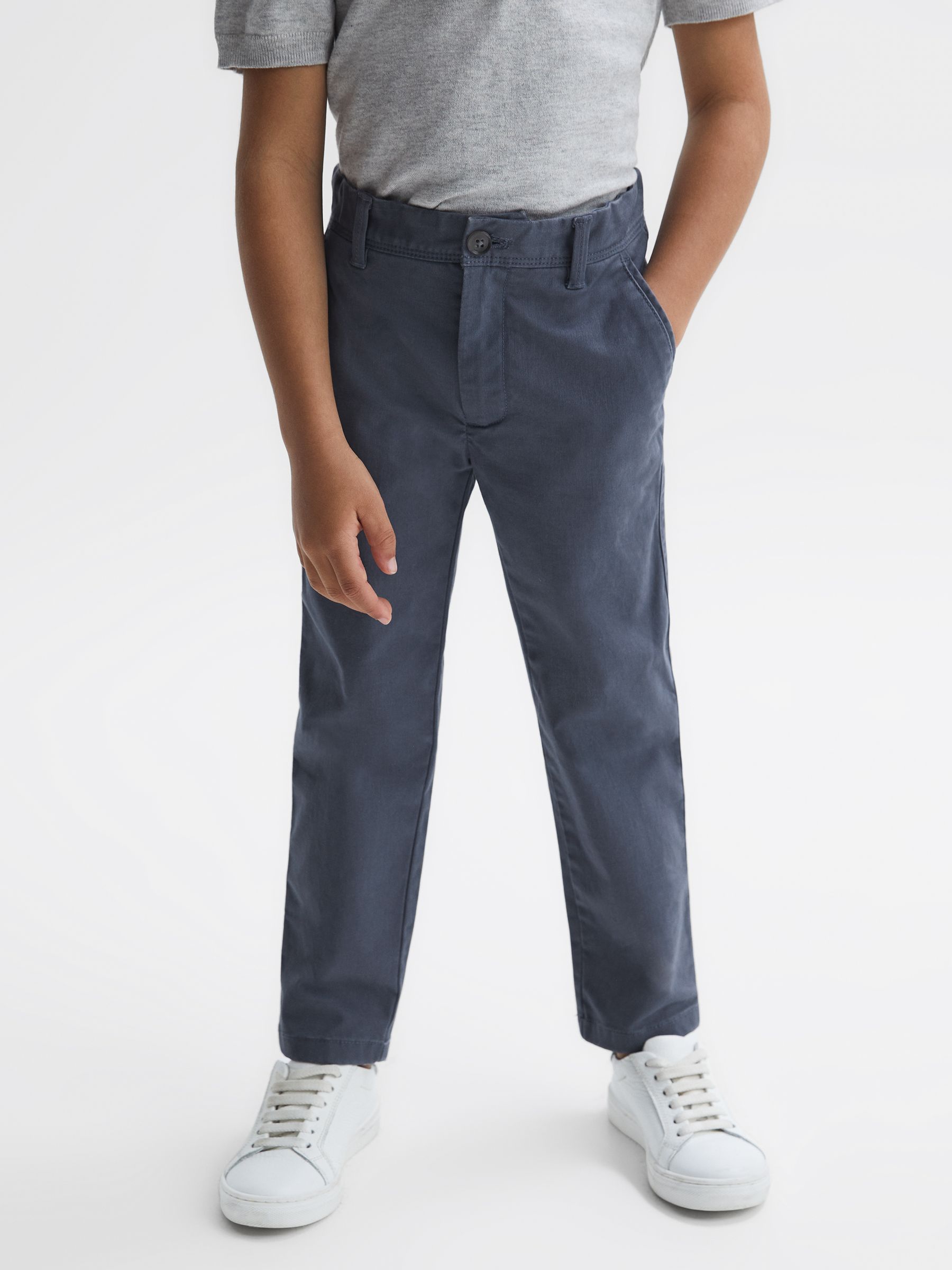 9-14 yrs Slim Fit Casual Chinos in Bright Airforce - Image 1 of 6 9-14 yrs Slim Fit Casual Chinos in Bright Airforce - Image 1 of 6
