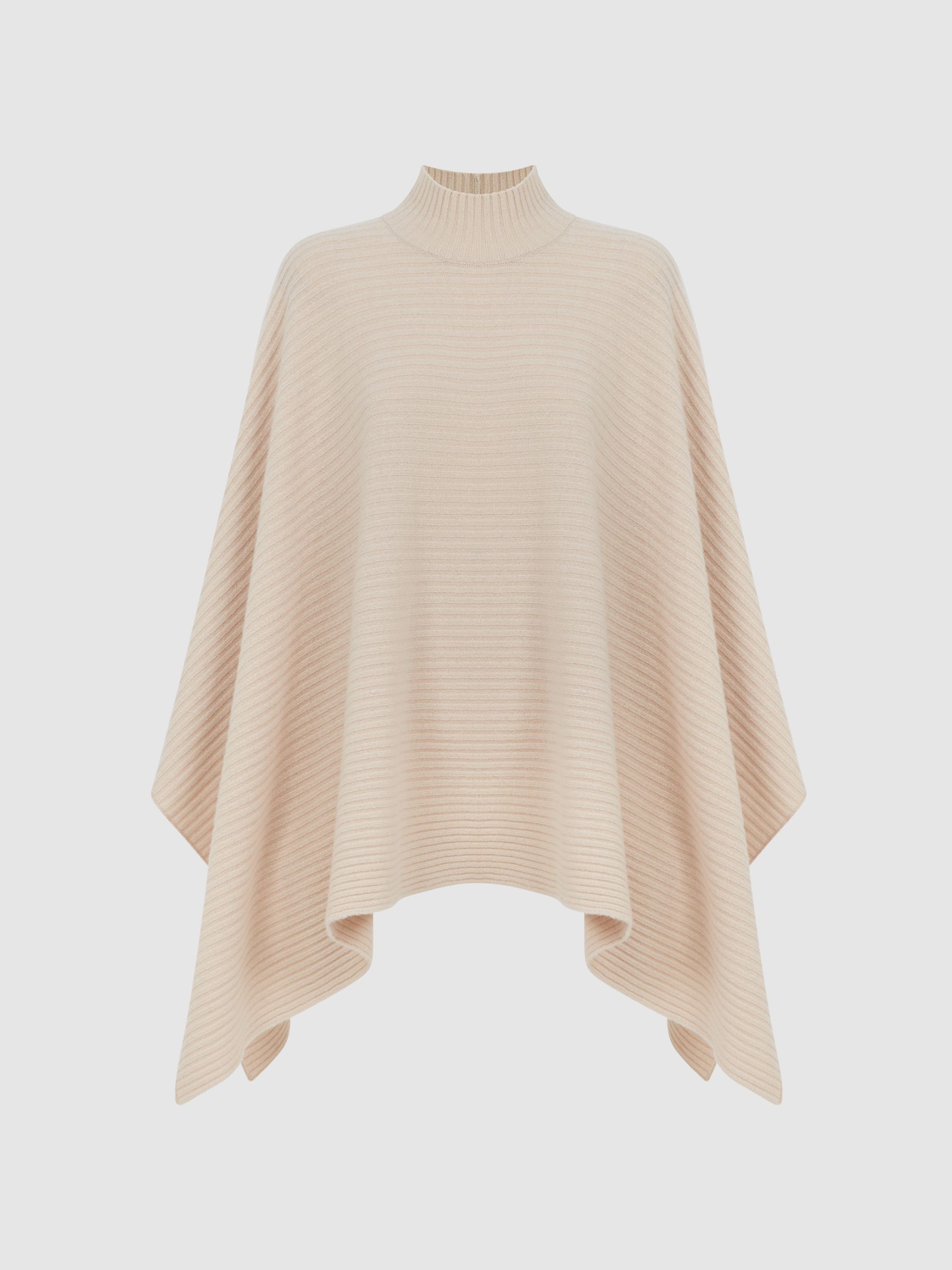 Relaxed Wool-Cashmere Poncho in Nude - Image 2 of 5 Relaxed Wool-Cashmere Poncho in Nude - Image 2 of 5