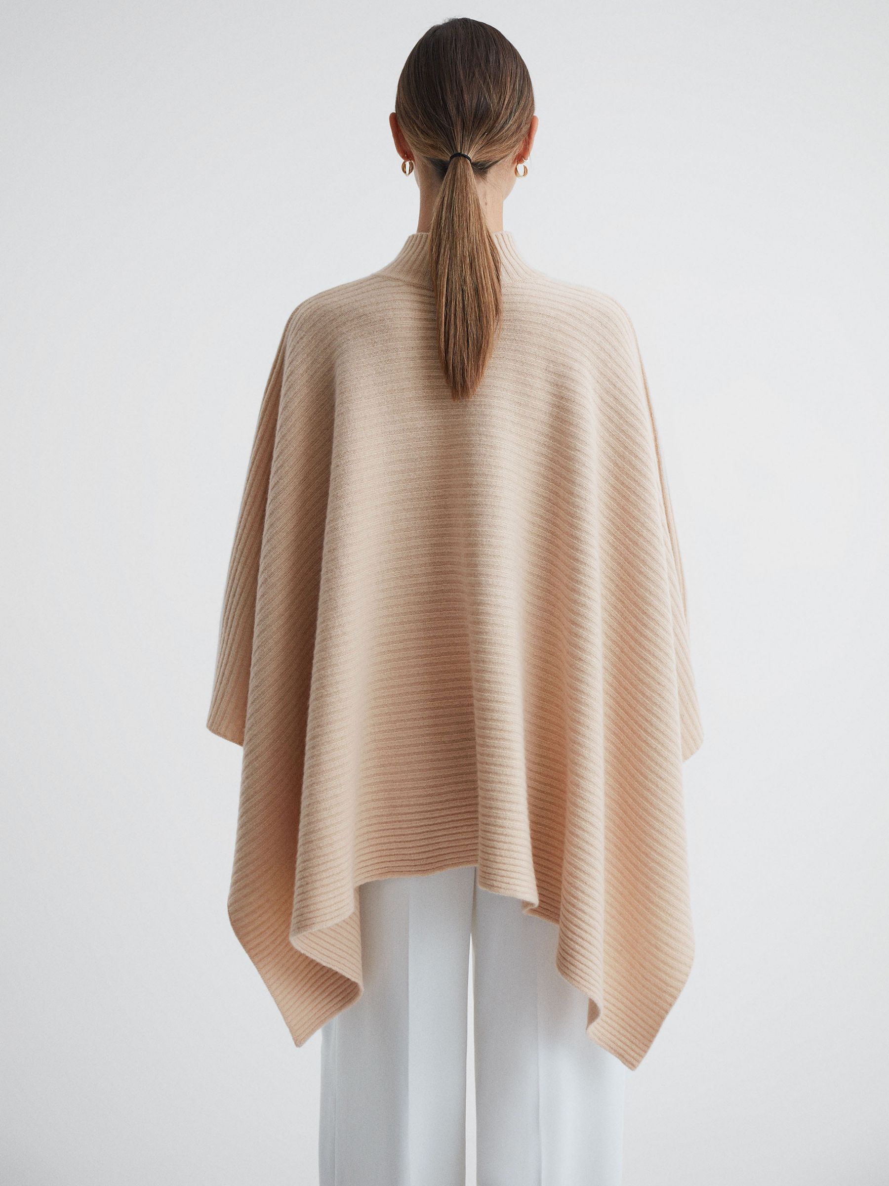 Relaxed Wool-Cashmere Poncho in Nude - Image 5 of 5