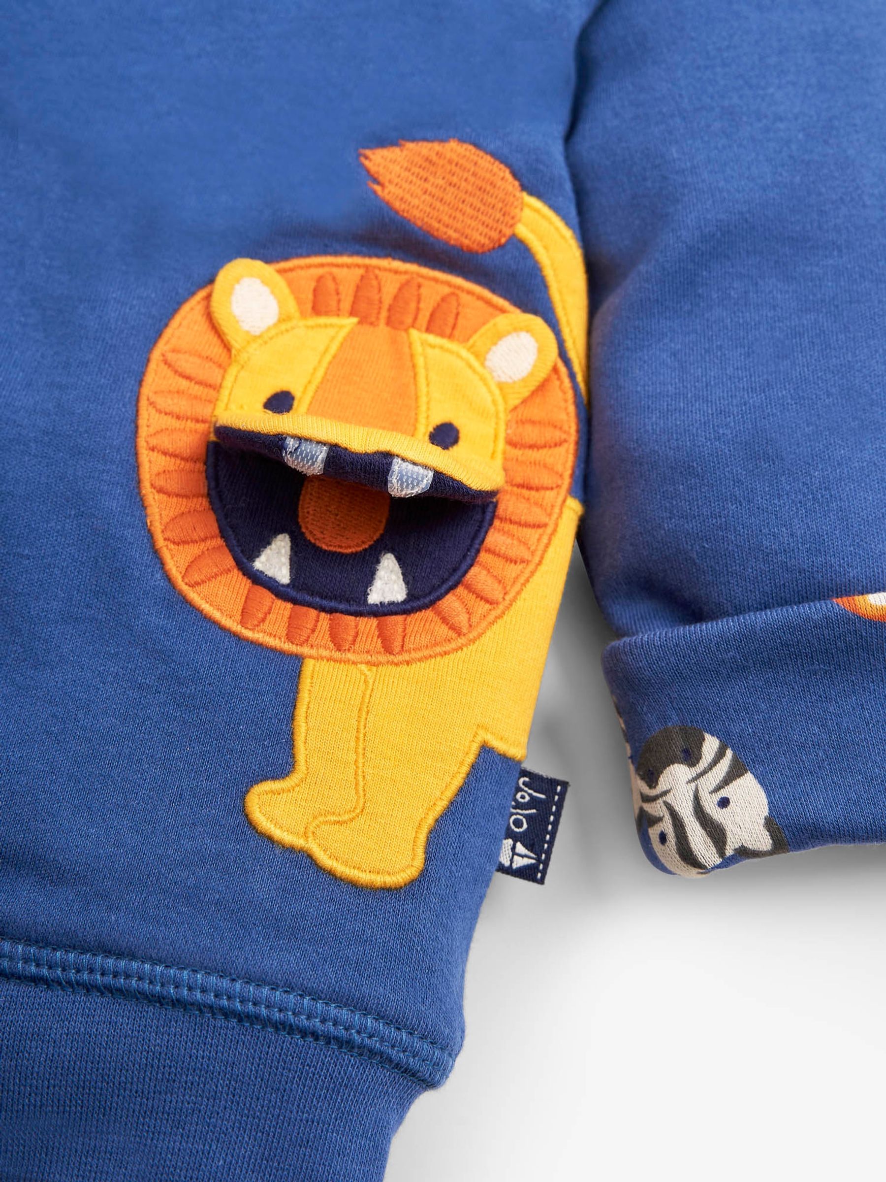 Indigo Kids' Lion Appliqué Reversible Hoodie - Image 6 of 6