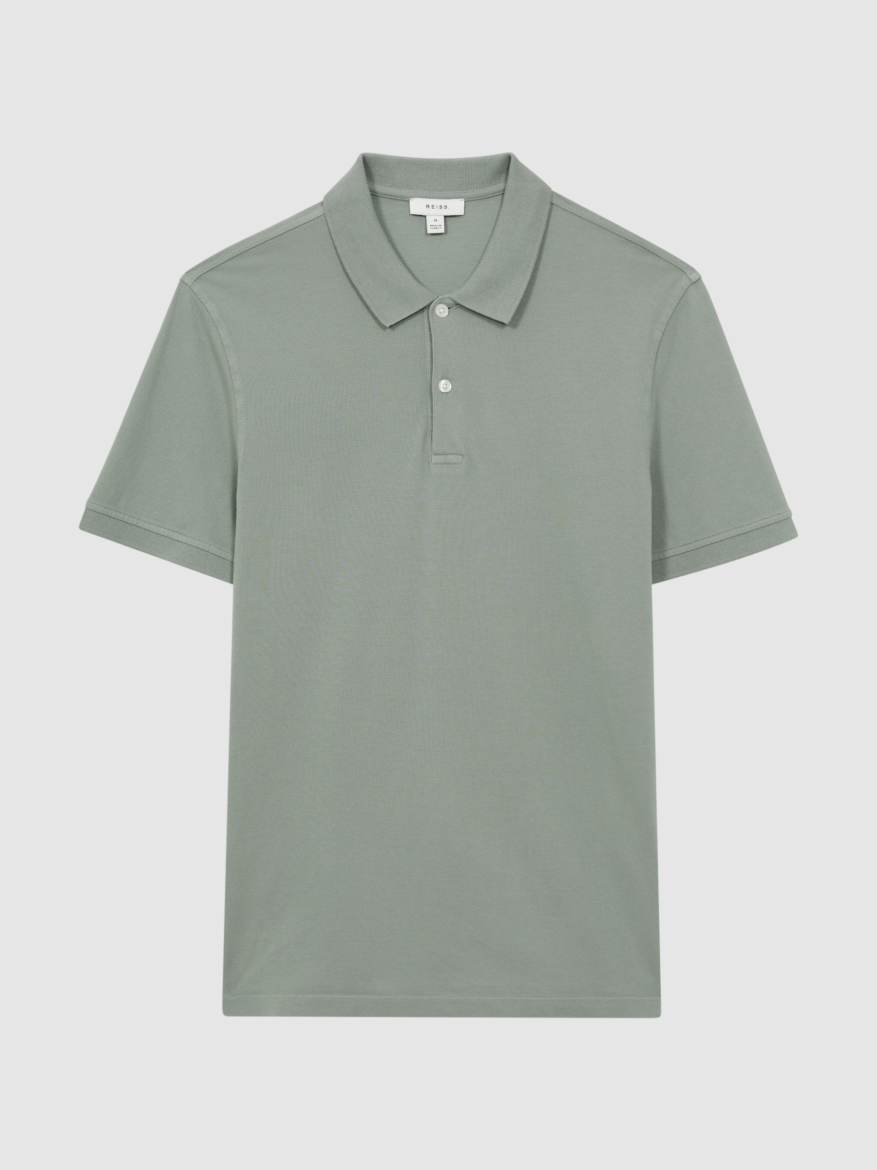 Slim Fit Garment Dye Polo Shirt in Sage - Image 2 of 4