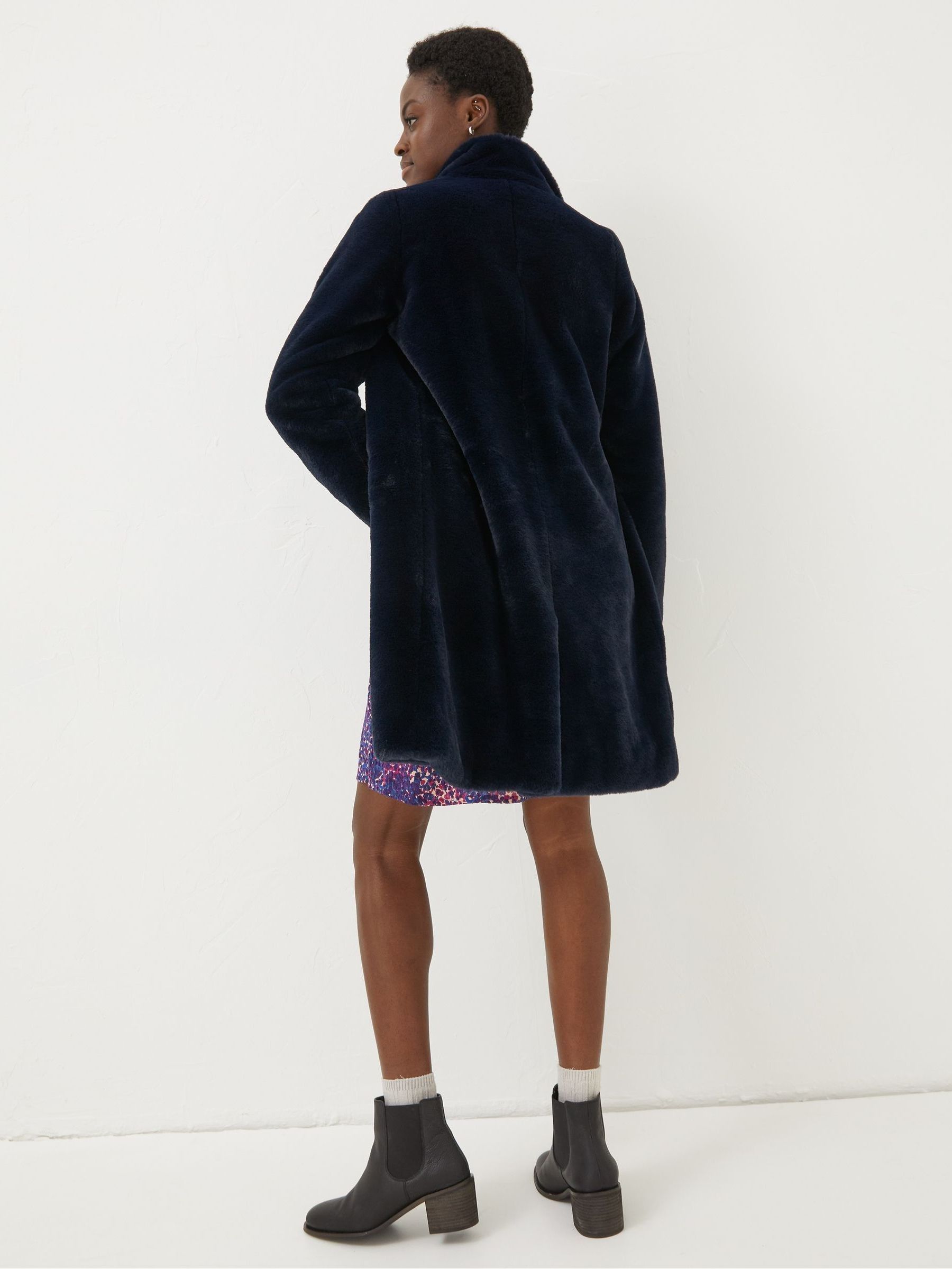 Blue Freya Faux Fur Long Coat - Image 2 of 4