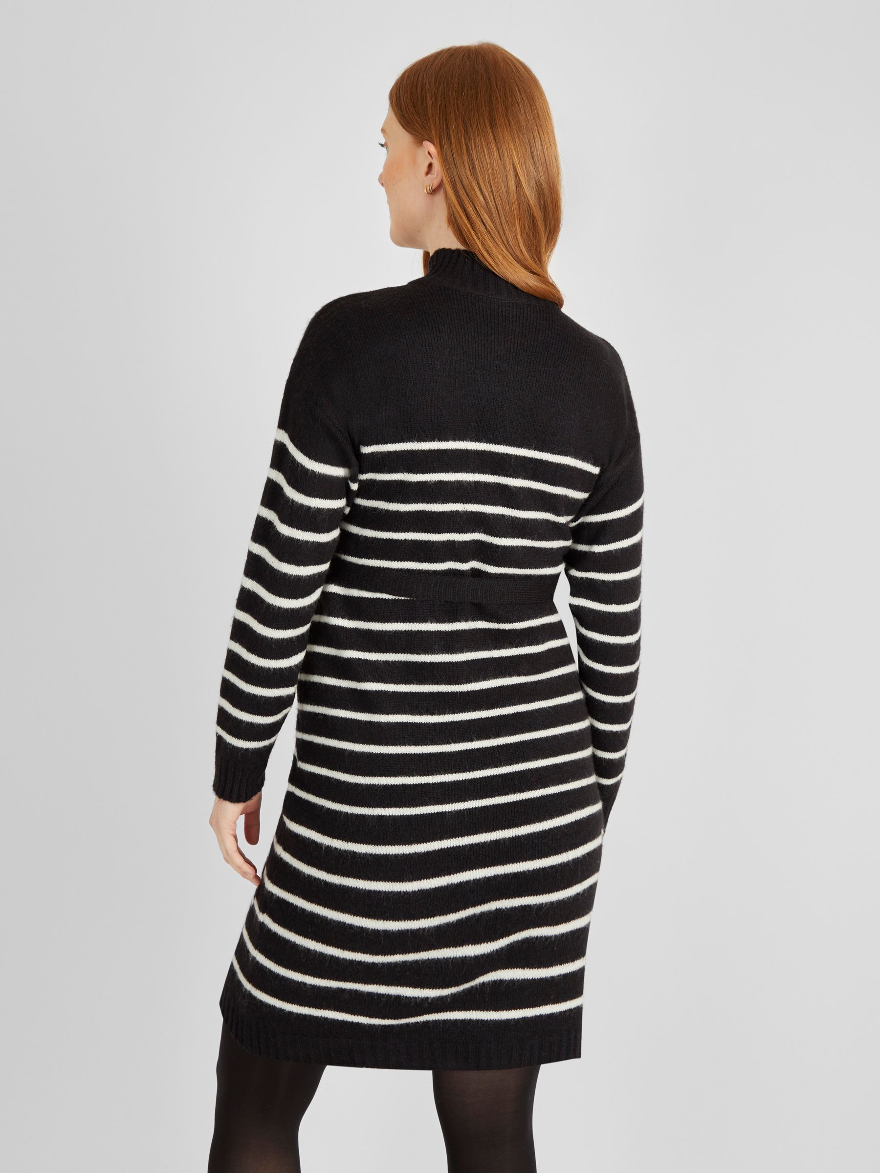Stripe Turtle Neck Knitted Maternity Dress in Navy - Image 3 of 5