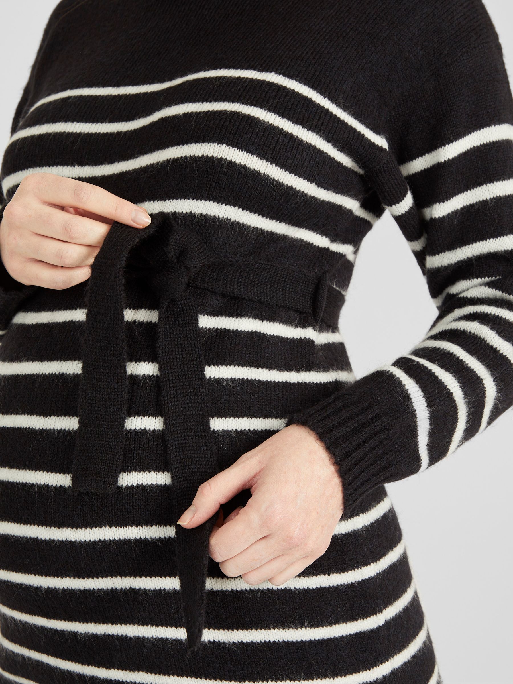 Stripe Turtle Neck Knitted Maternity Dress in Navy - Image 5 of 5